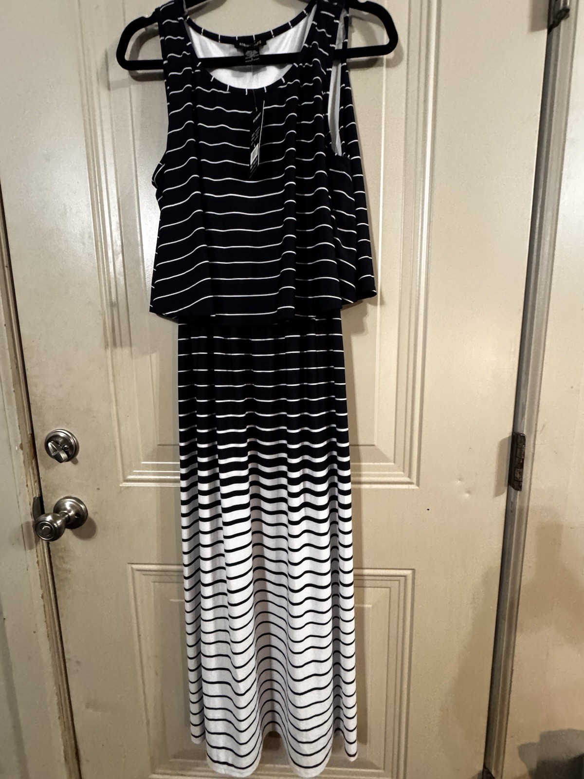 Robert Louis Navy/White Striped Sleeveless Wide-Leg Jumpsuit Women’s L