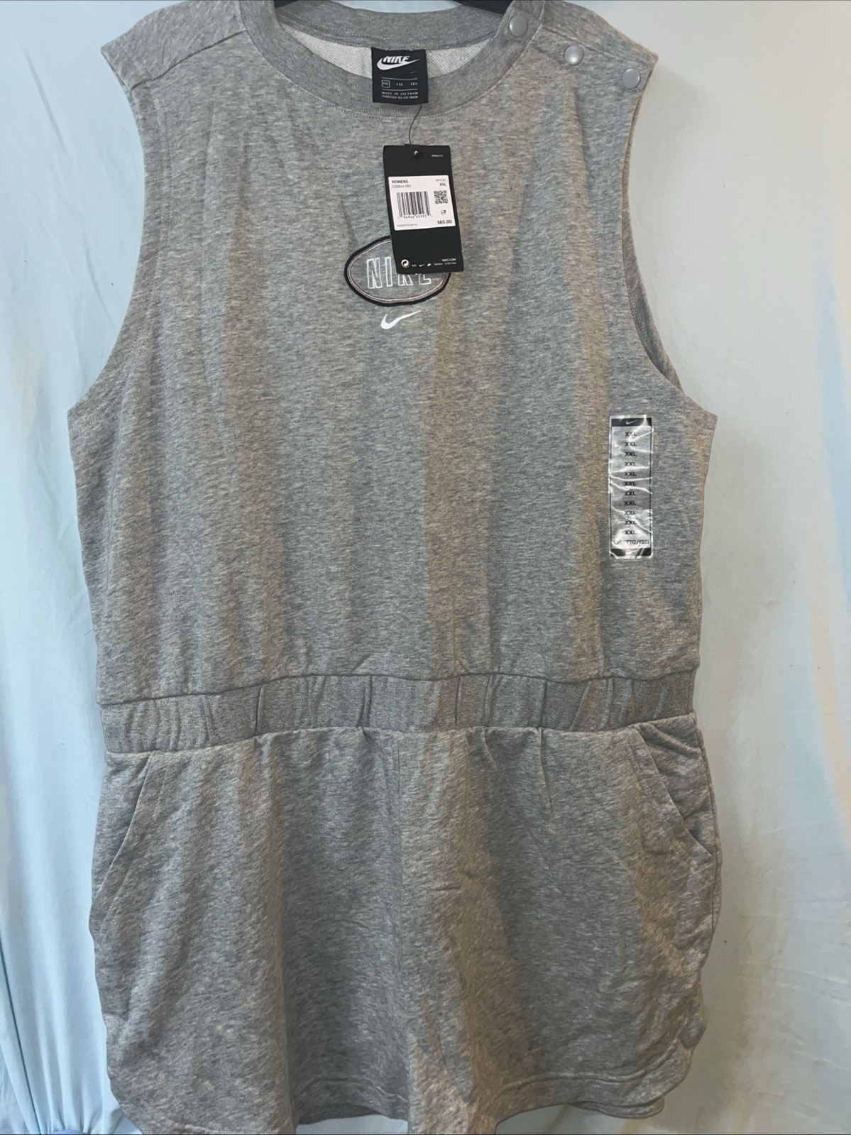 women’s “Nike” spotwear Varsity sleeveless gym romper, sz XXL, dark grey heather