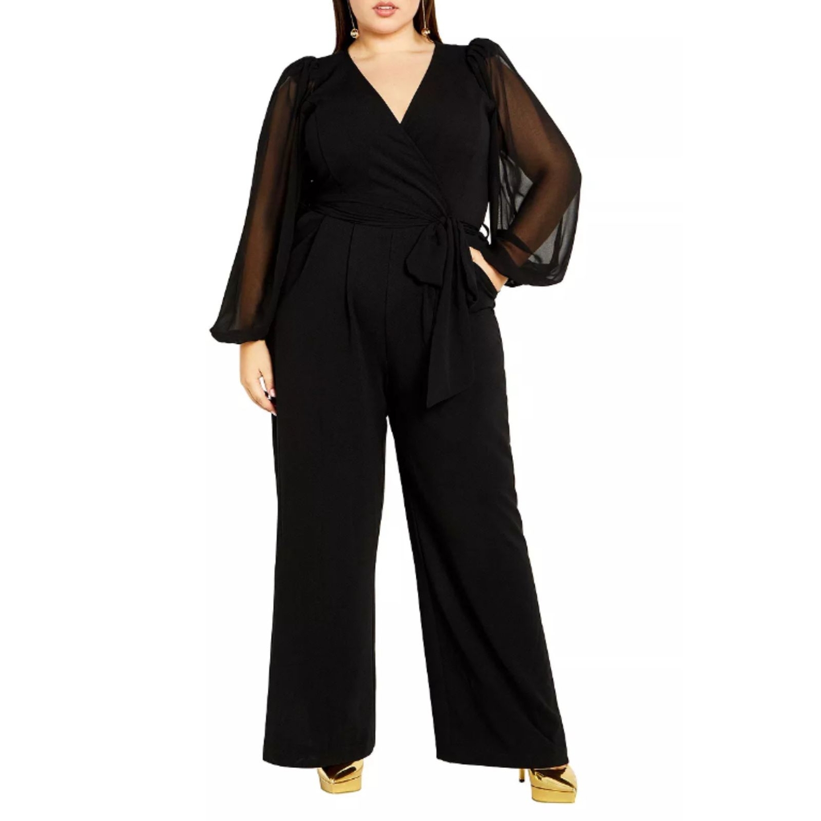 City Chic Formal Jumpsuit 22 Black Dressy Party One Piece Suit Preppy Bodysuit