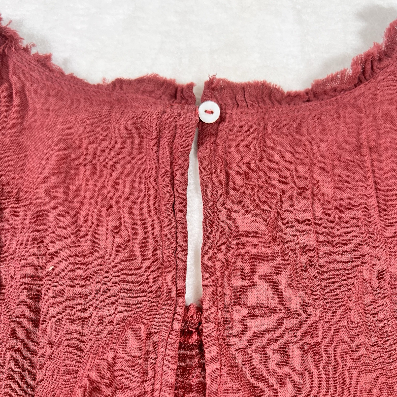 Versona Romper Womens Medium Rust Fringe Crinkle Tassel Boho Hippie