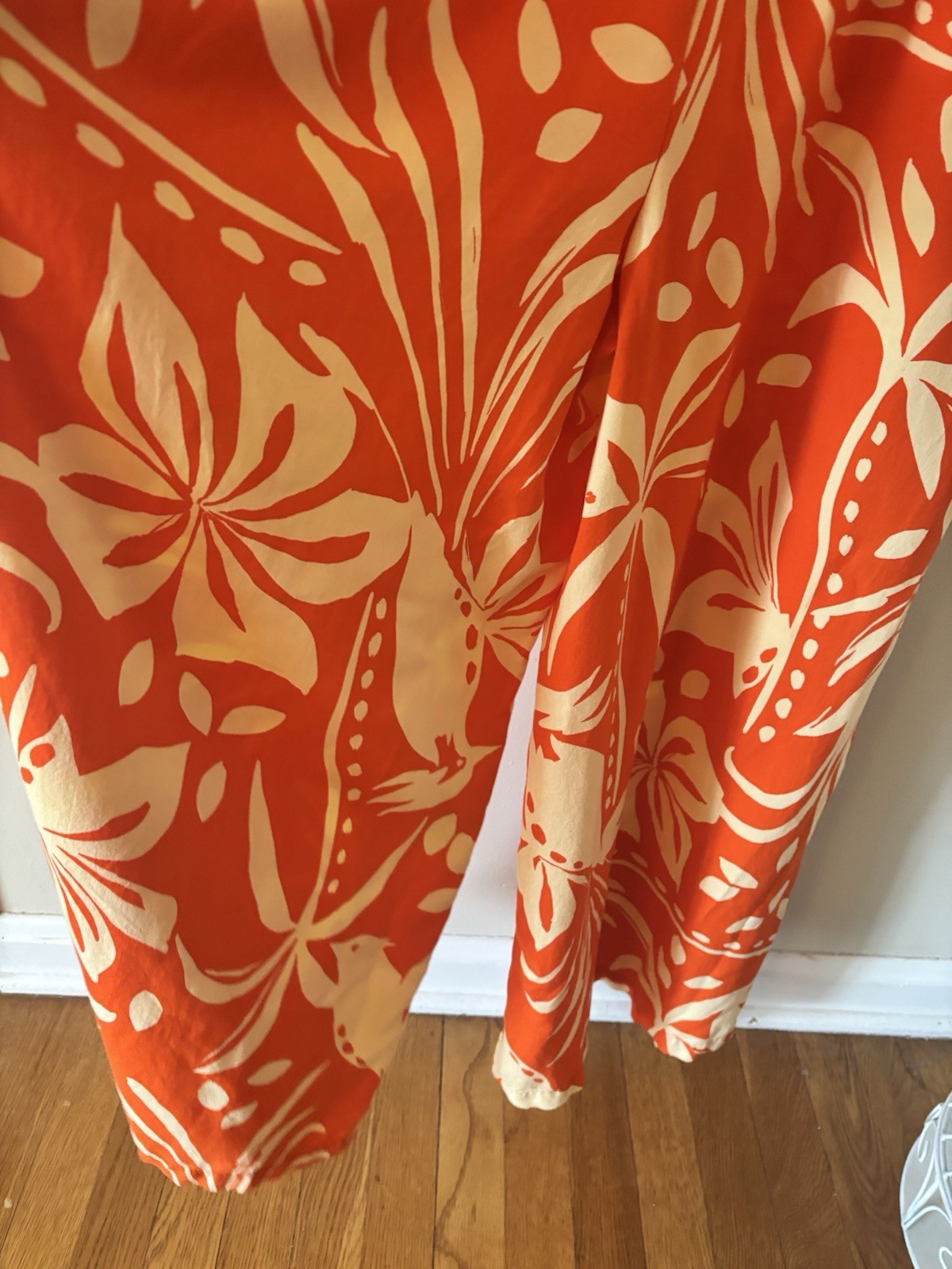 Patrons Of Peace Womens Size XL Orange Cream Sleeveless Romper Wide Leg