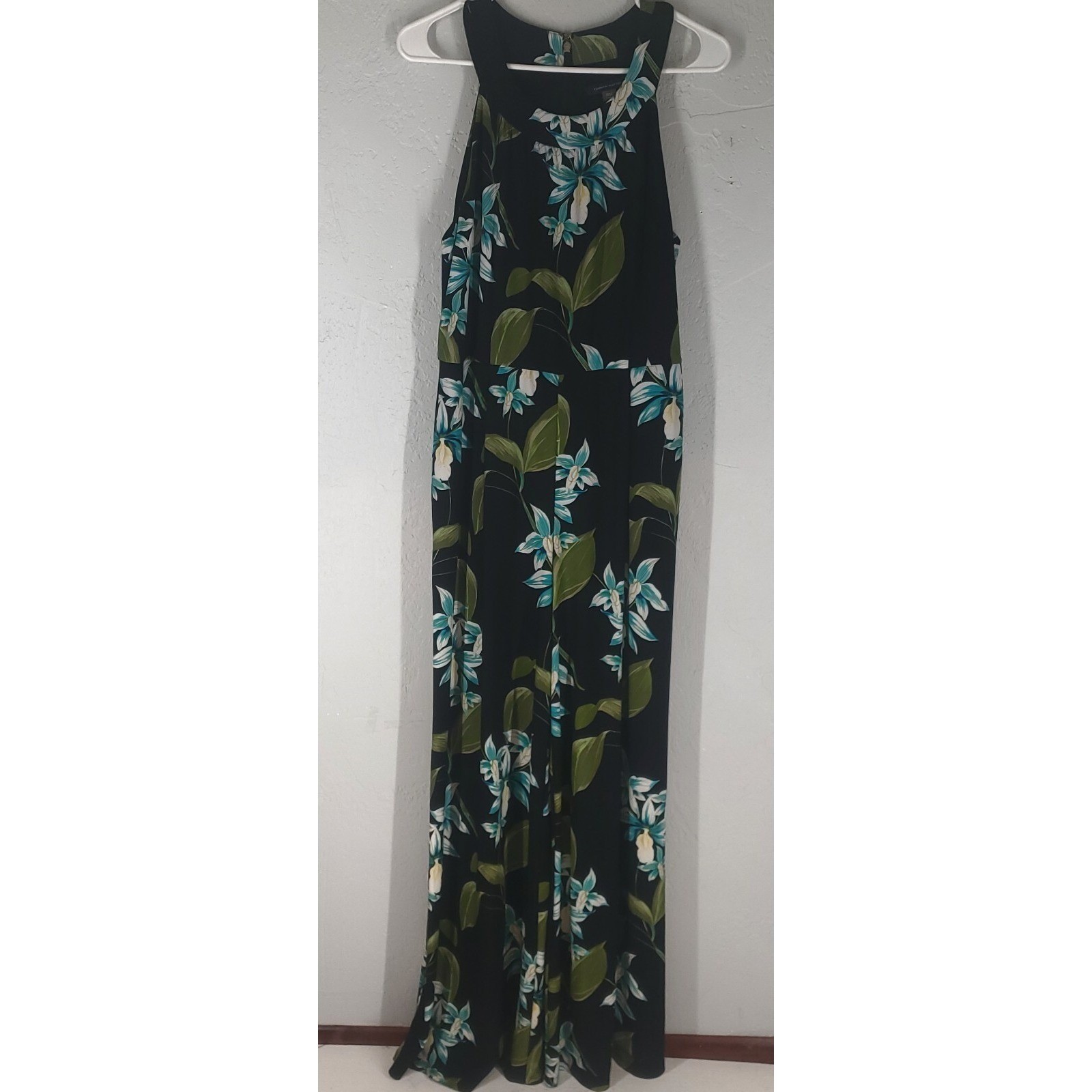 Tommy Hilfiger Black Floral Sleeveless Wide Leg Jumpsuit Tropical Summer 10