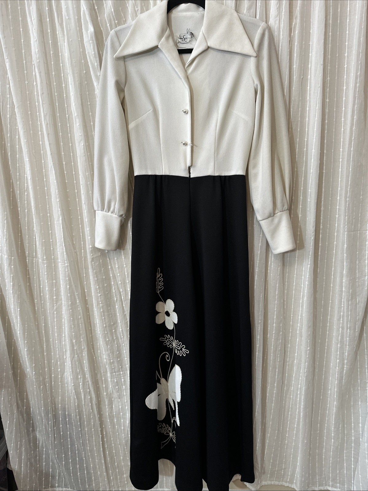 Black And White Vintage 60’s Butterfly Wide Leg Jumpsuit Women’s Small