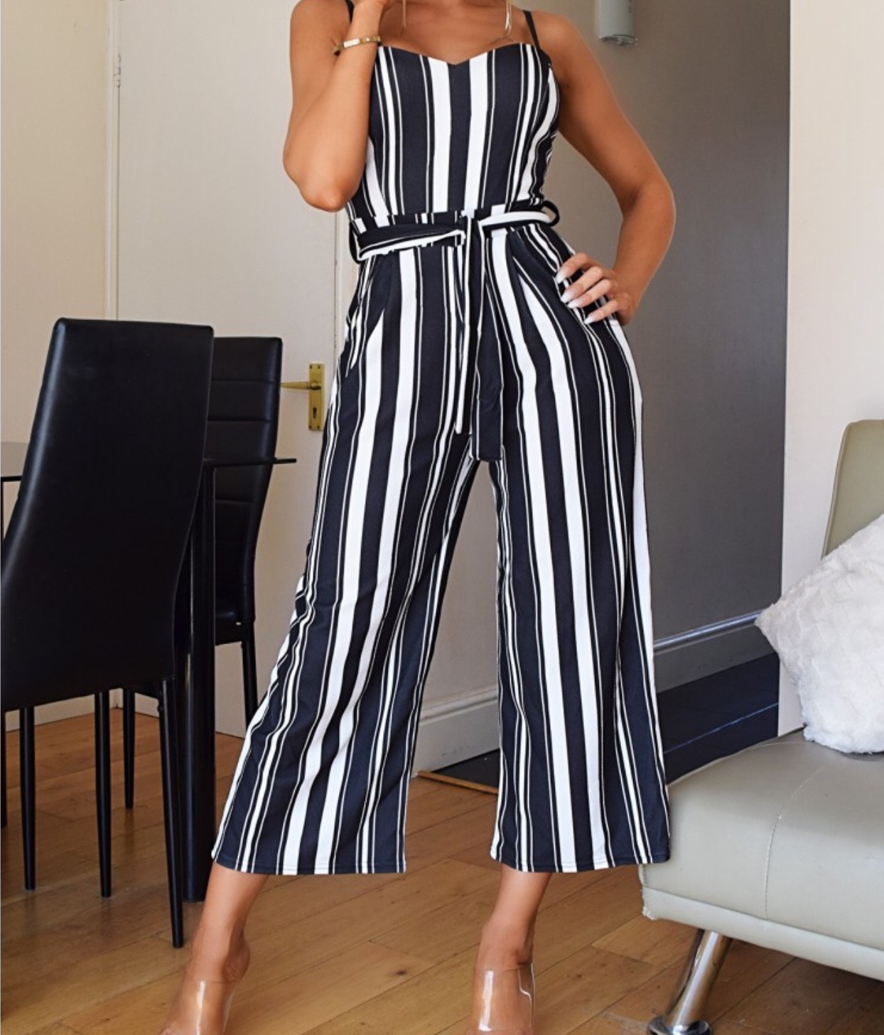 Crepe striped jumpsuit