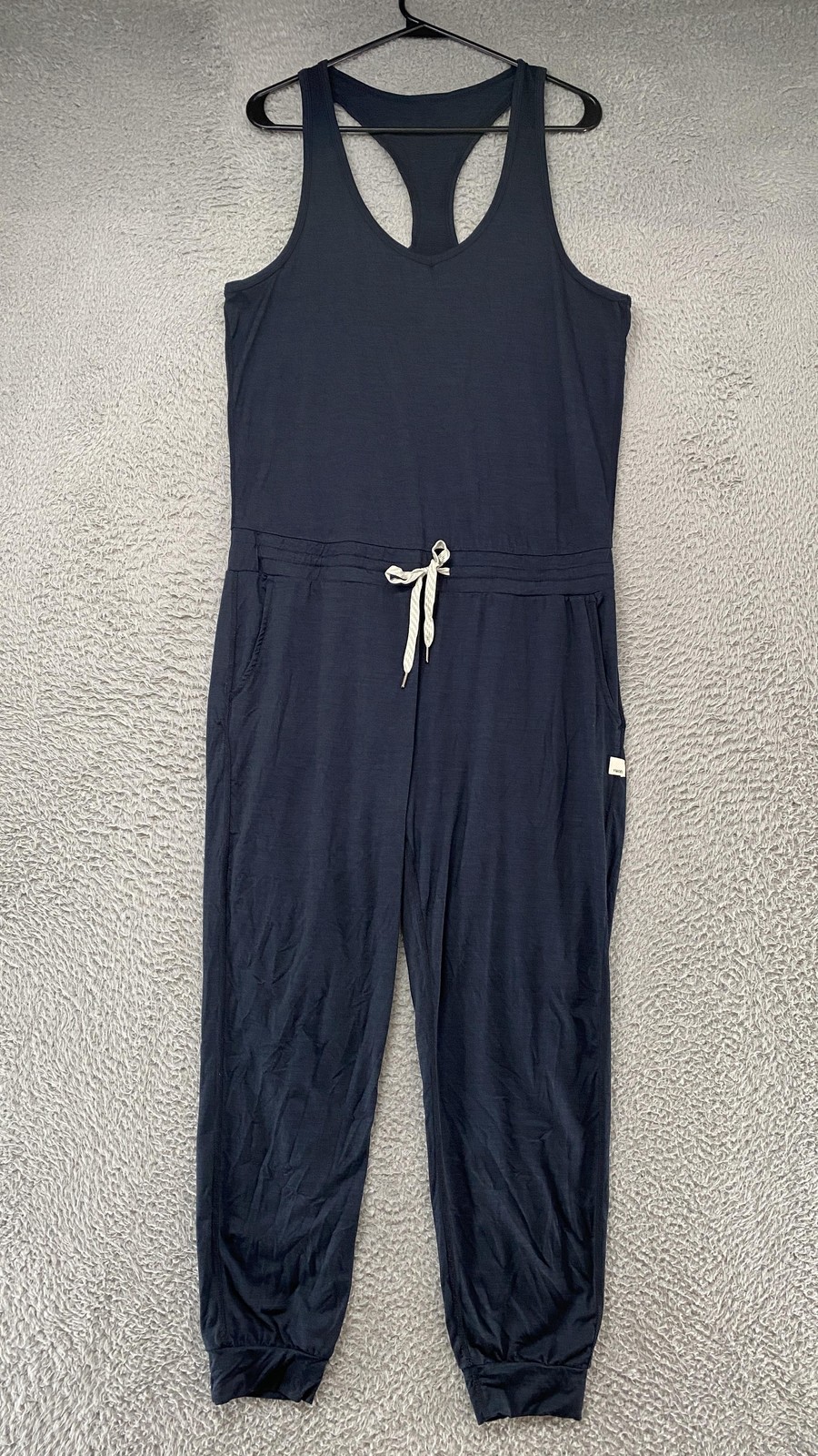 Vuori Lux Jumpsuit Womens Large V Neck Racerback Jogger Drawstring Soft Lounge