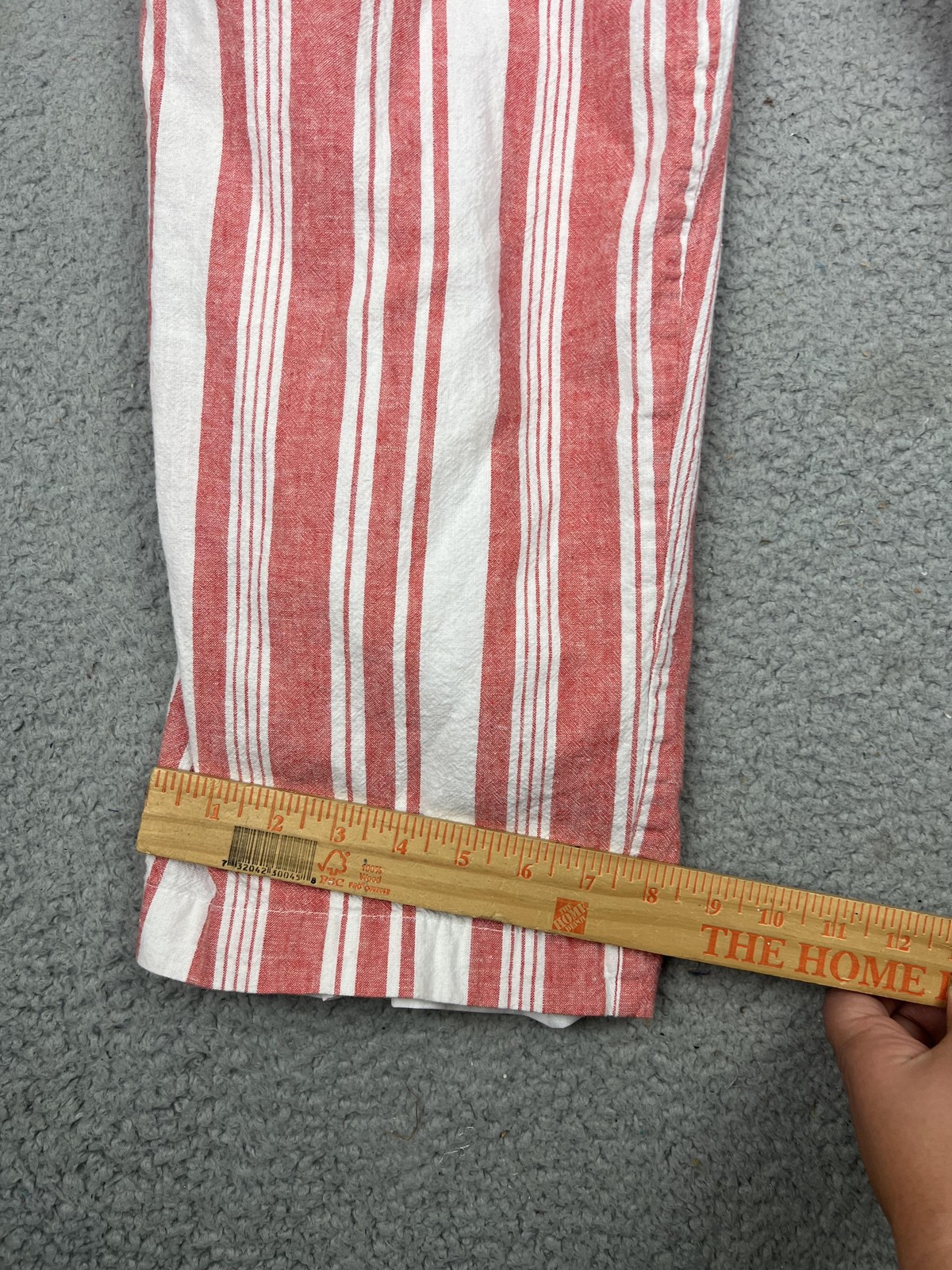 Old Navy Jumpsuit Womens Small Red White Stripe Linen Blend V Neck Wide Leg