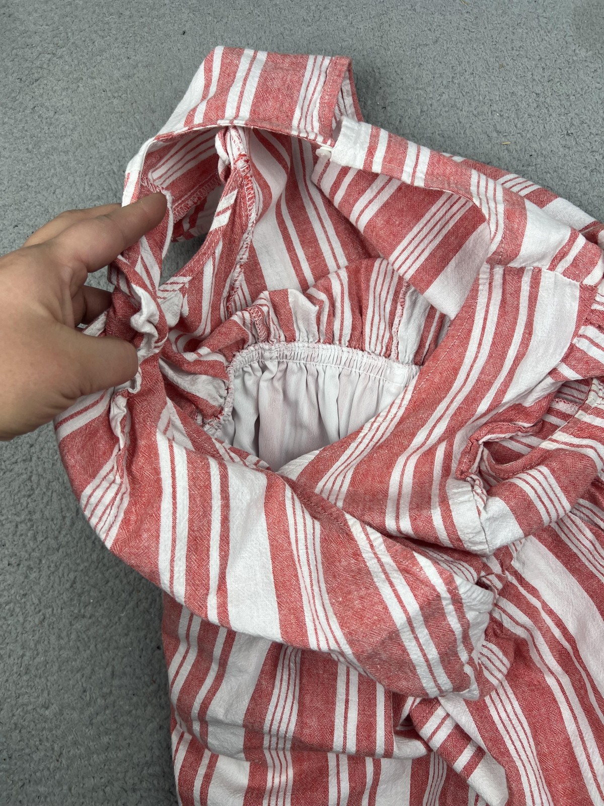 Old Navy Jumpsuit Womens Small Red White Stripe Linen Blend V Neck Wide Leg