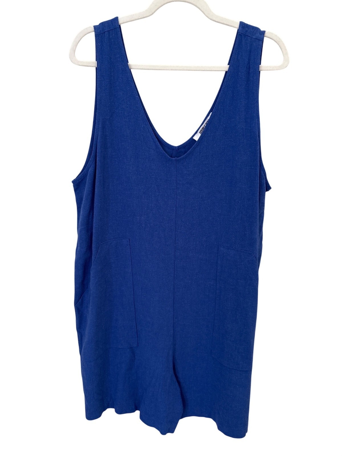 Double Zero Romper Size XL V Neck Sleeveless Rayon Linen Blend Blue Summer Wear