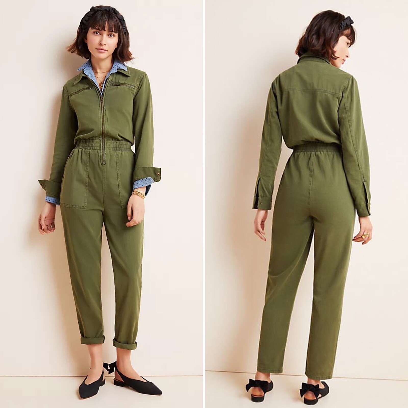 Blank NYC Mary Jane Utility Jumpsuit Coveralls Size S M Olive Green Romper NEW