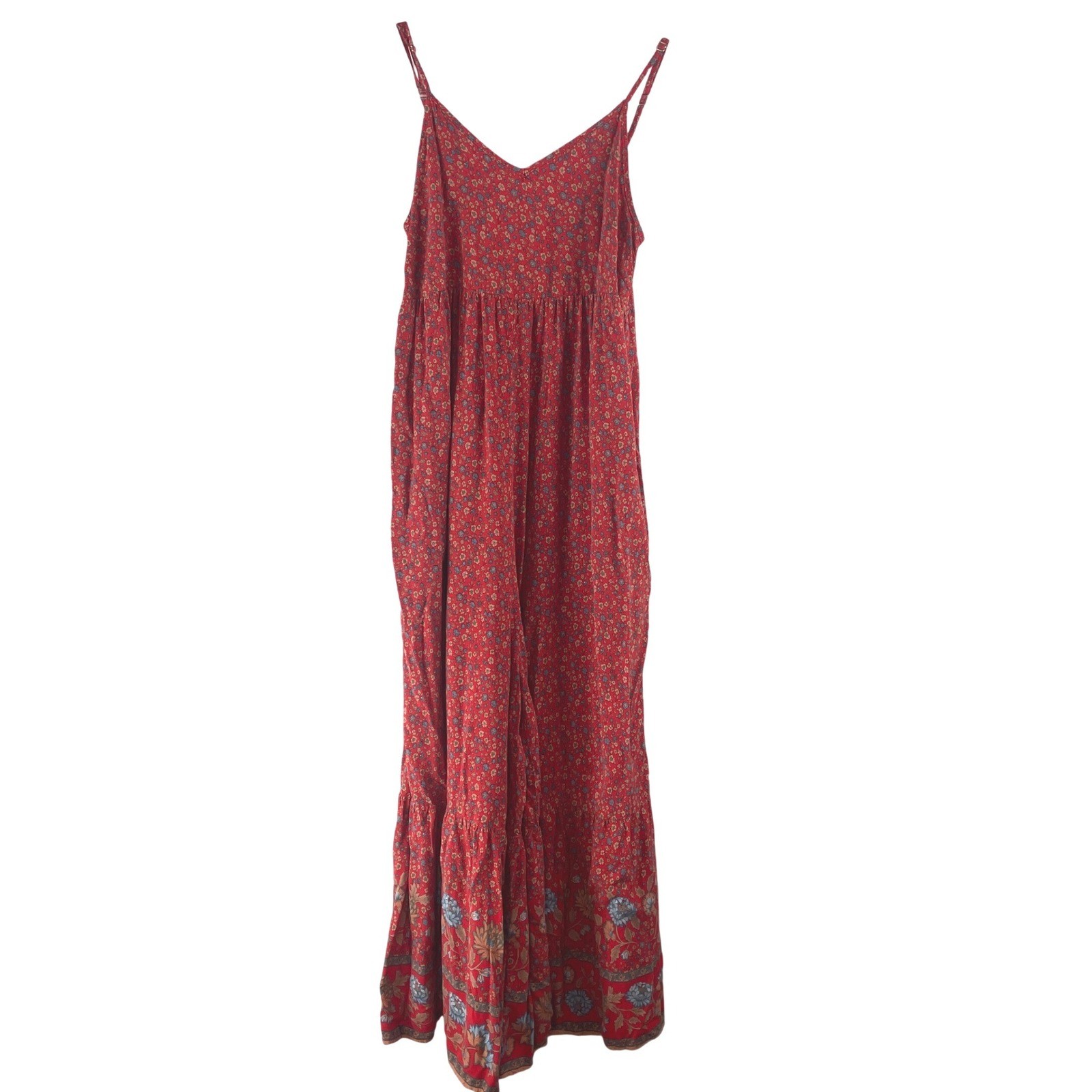 Natural Life Floral Boho Wide Leg Jamie Jumpsuit Small Red Hippie Relaxed S