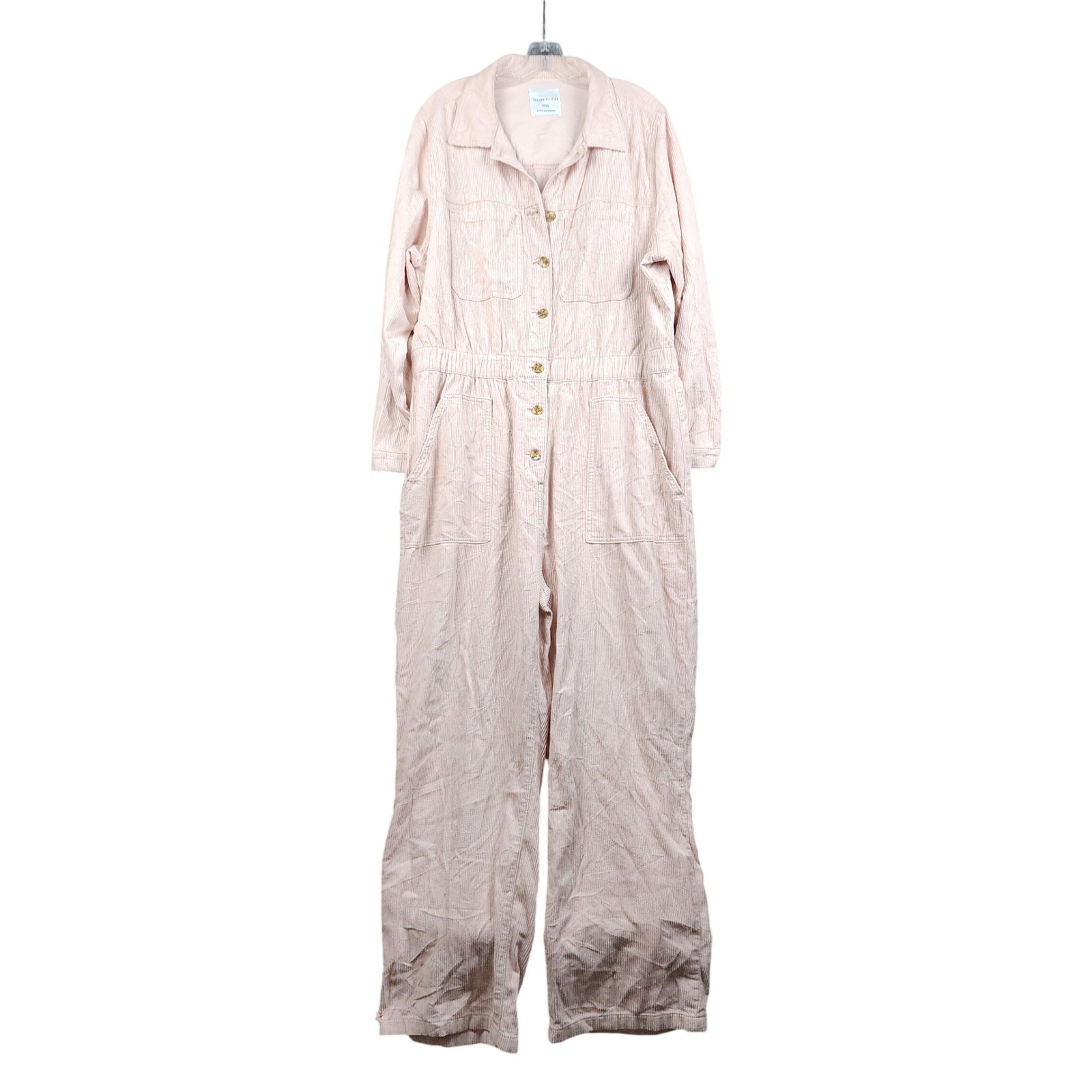 Celebrity Pink Corduroy Jumpsuit Women XXXL Rose Smoke Long Sleeve CJ80016DF01W