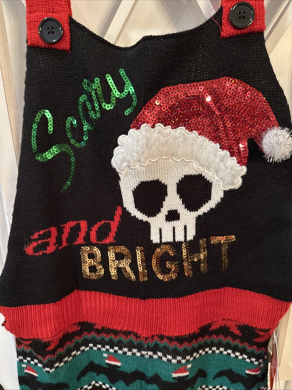 Eyeshadow Women’s Jumpsuit Christmas Skull Glittering Santa Skull Bats Trees M