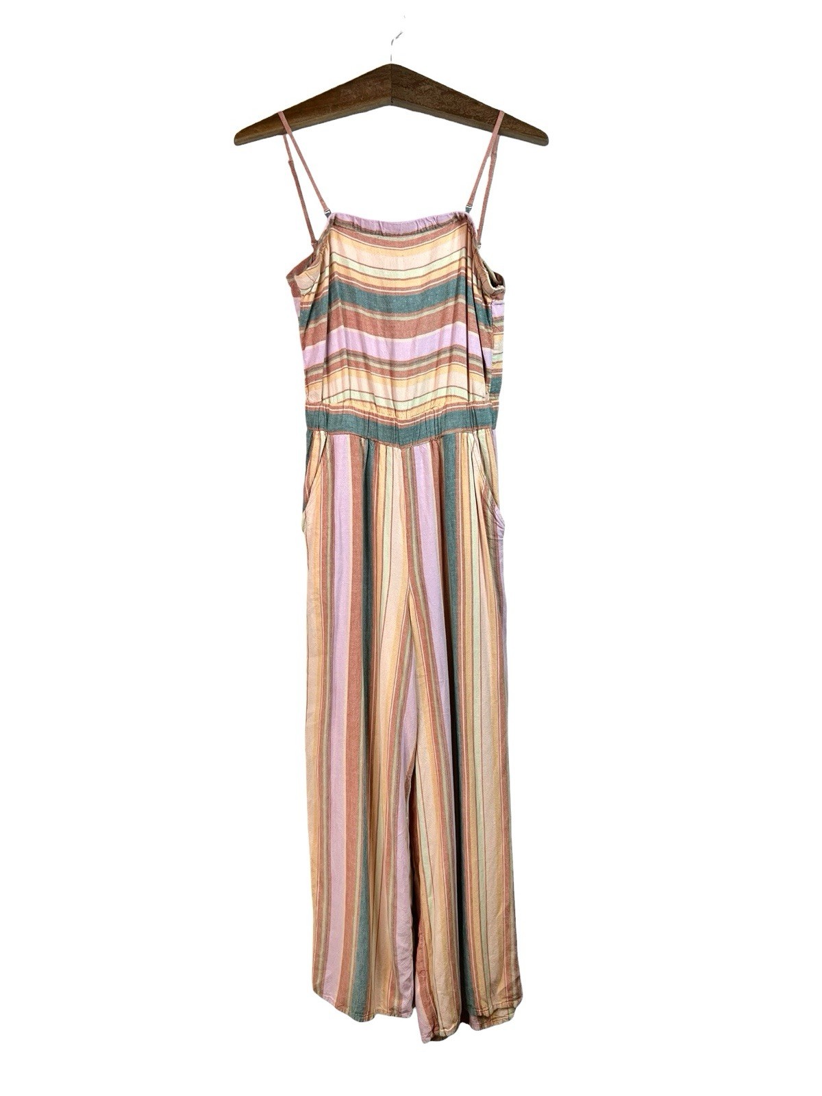 American Eagle Striped Multicolored Jumpsuit One Piece Size S Boho Linen Blend