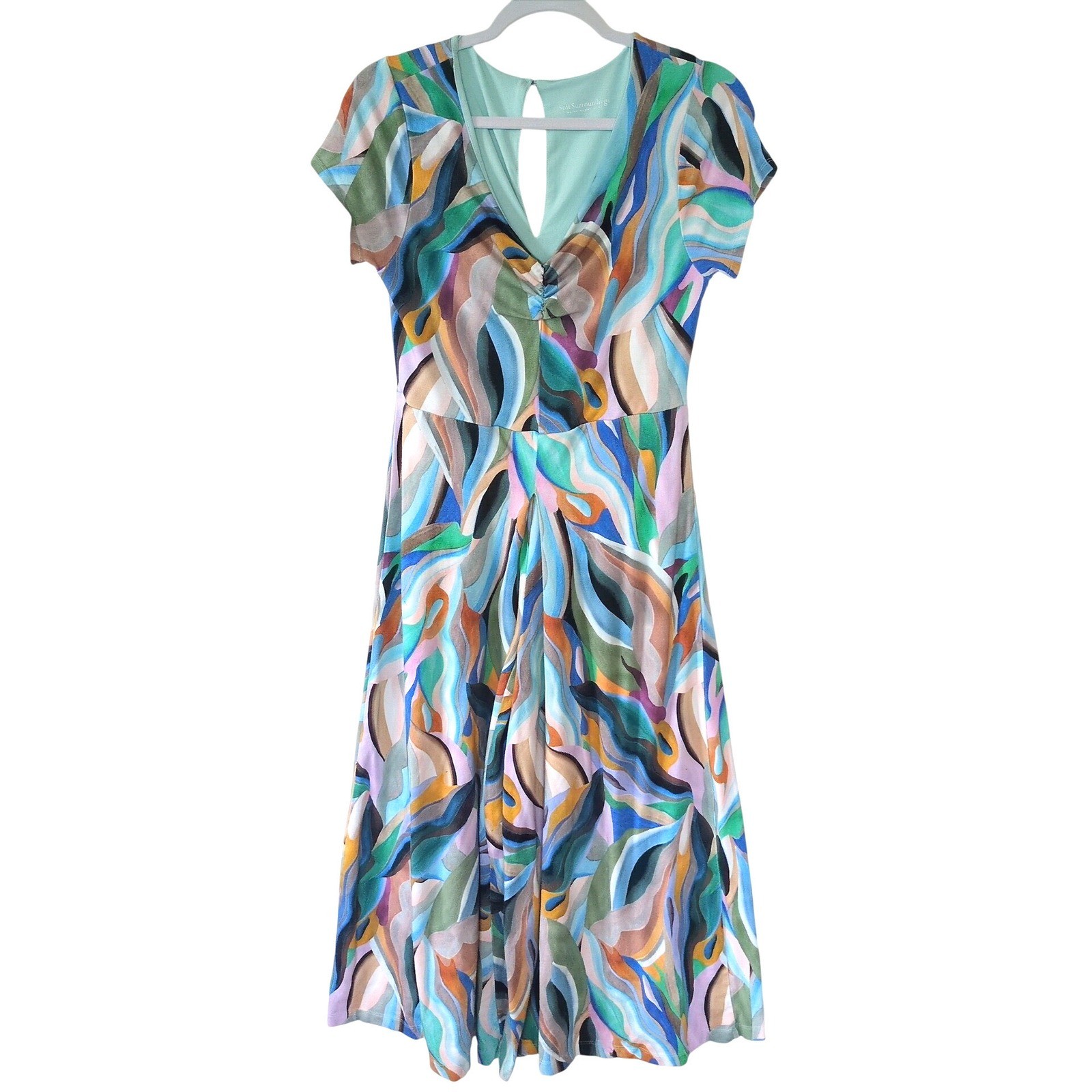 Soft Surroundings Artinique Jumpsuit XS Abstract Wide Leg Boho Stretch Mod