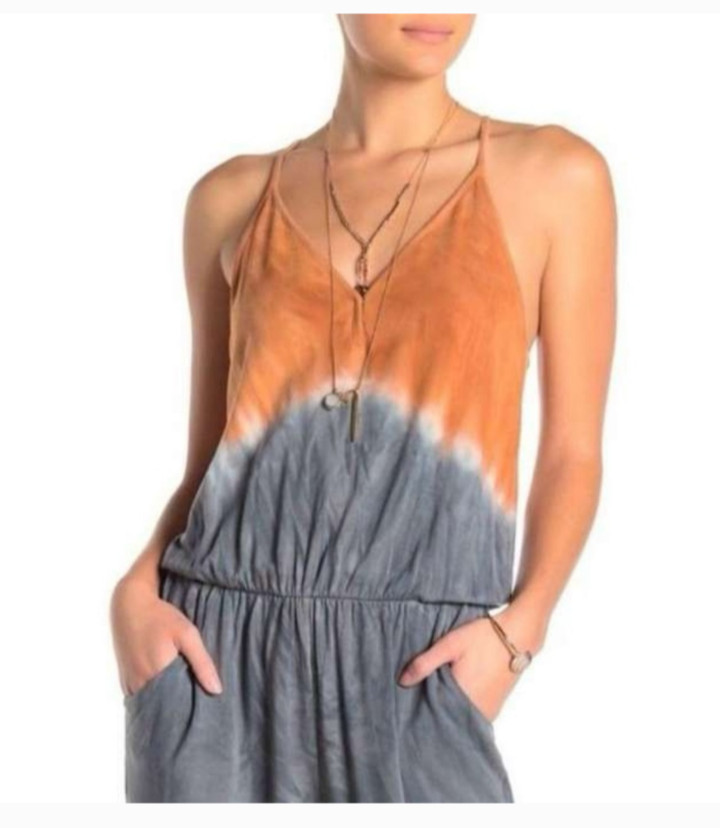 YFB Young Fabulous Broke Tie-Dye Tank Top Jumpsuit Boho Indie Earthy Sz Medium