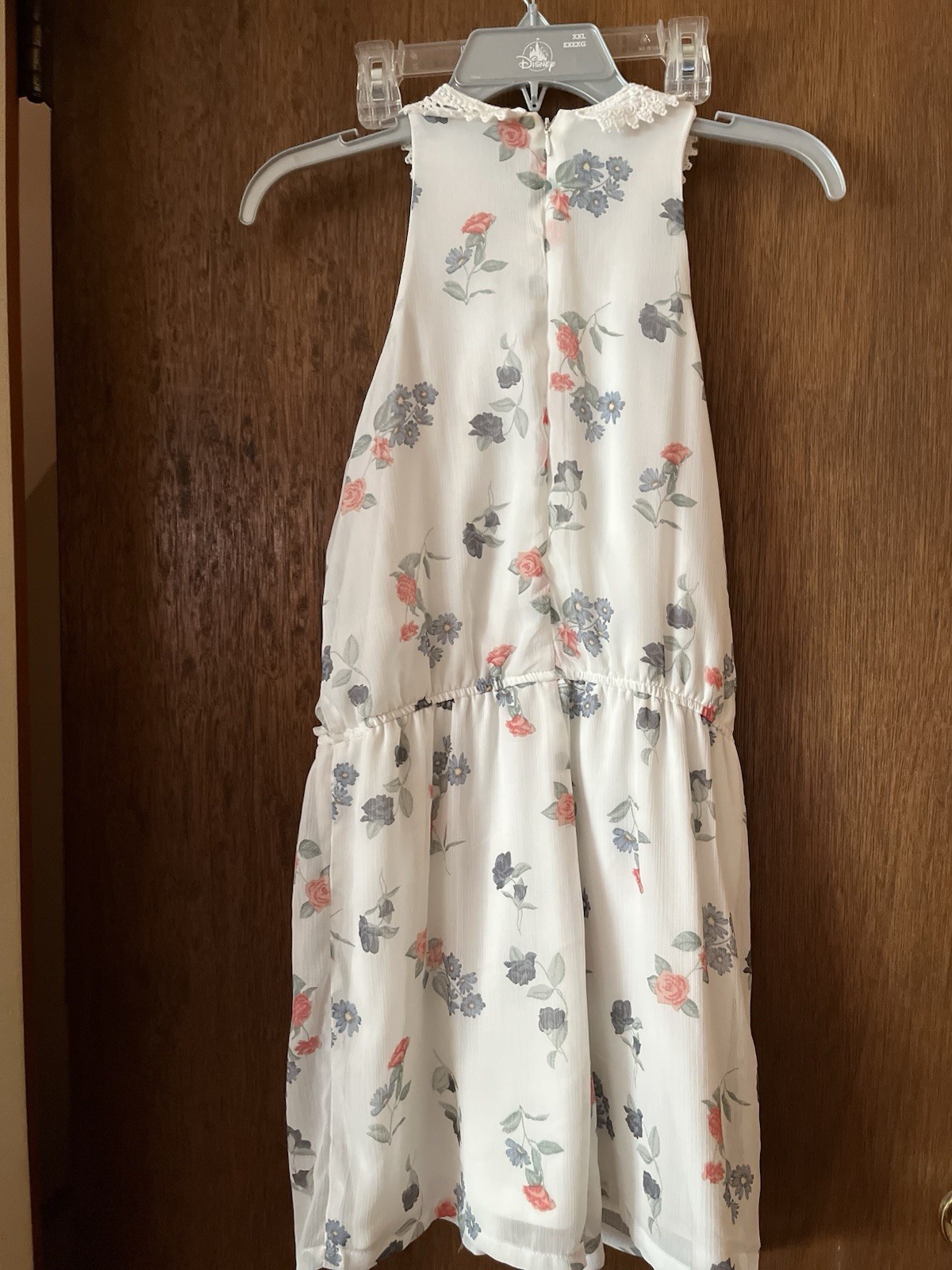 Disney Beauty and the Beast White W/Flowers SleevelessRomper Fully Lined Women M
