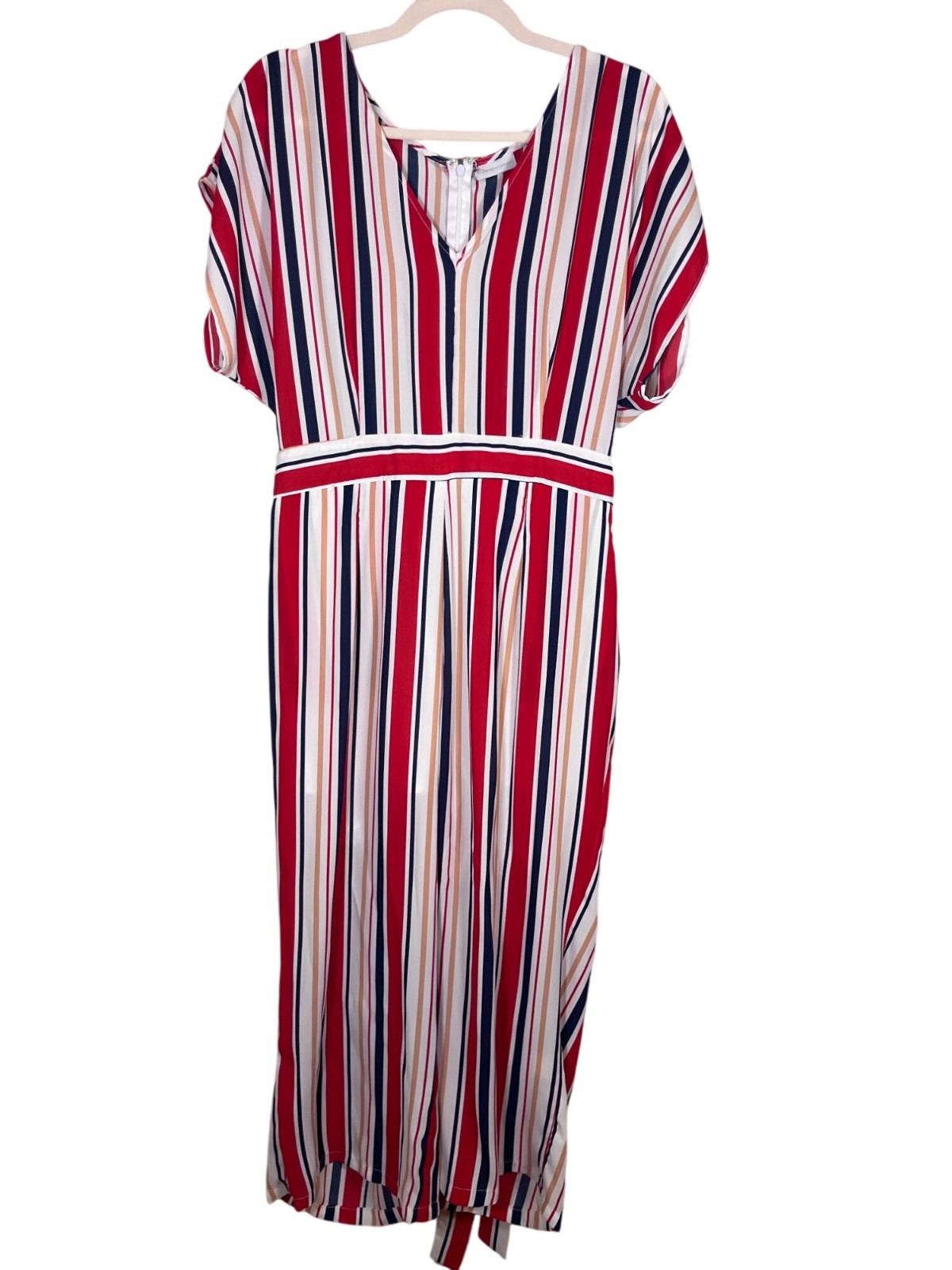 New York Company Striped Jumpsuit M Colorful Retro Classic Chic Preppy Circus