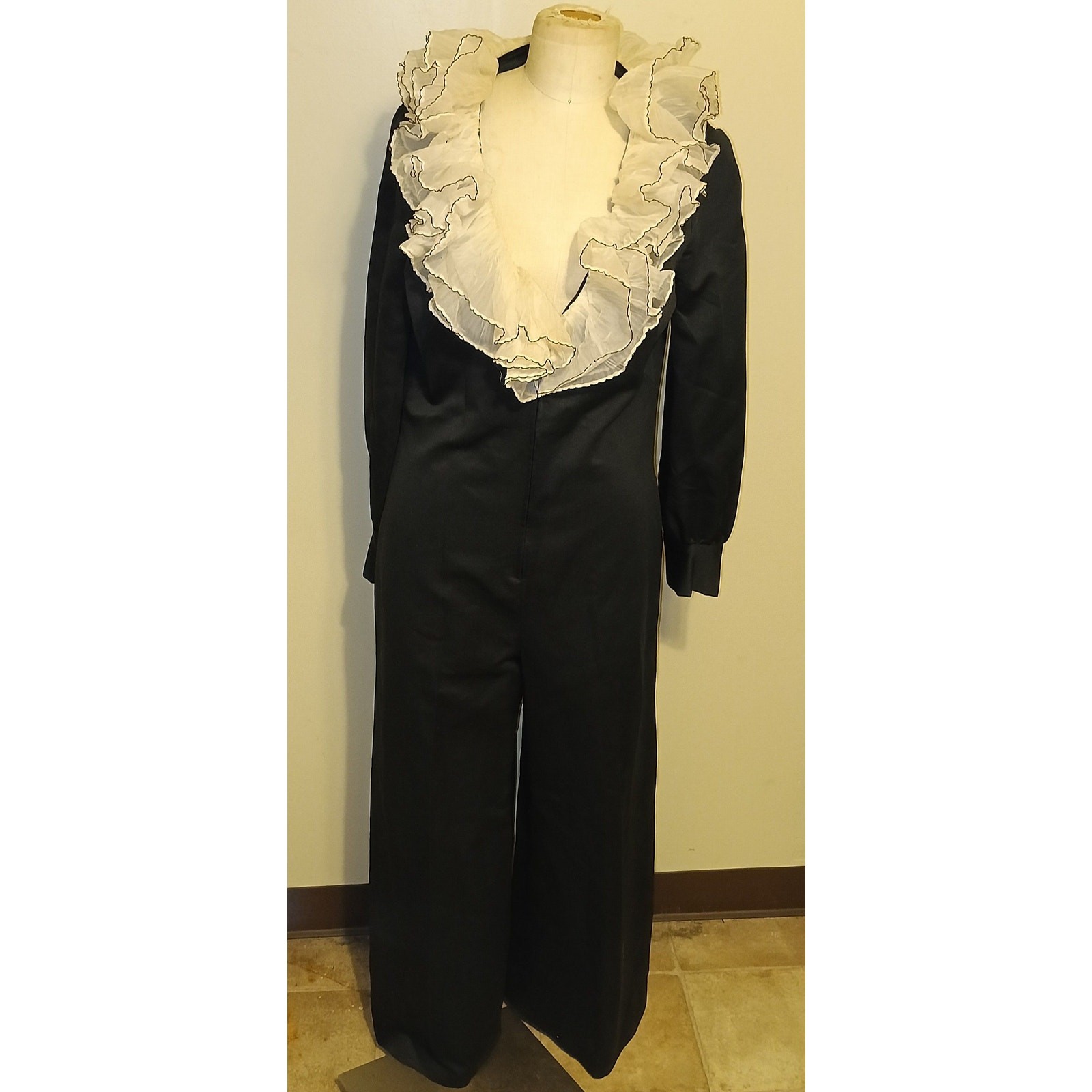 Eve Le Coq Vintage 60’s Ruffle Collar Wide Leg Jumpsuit S/M