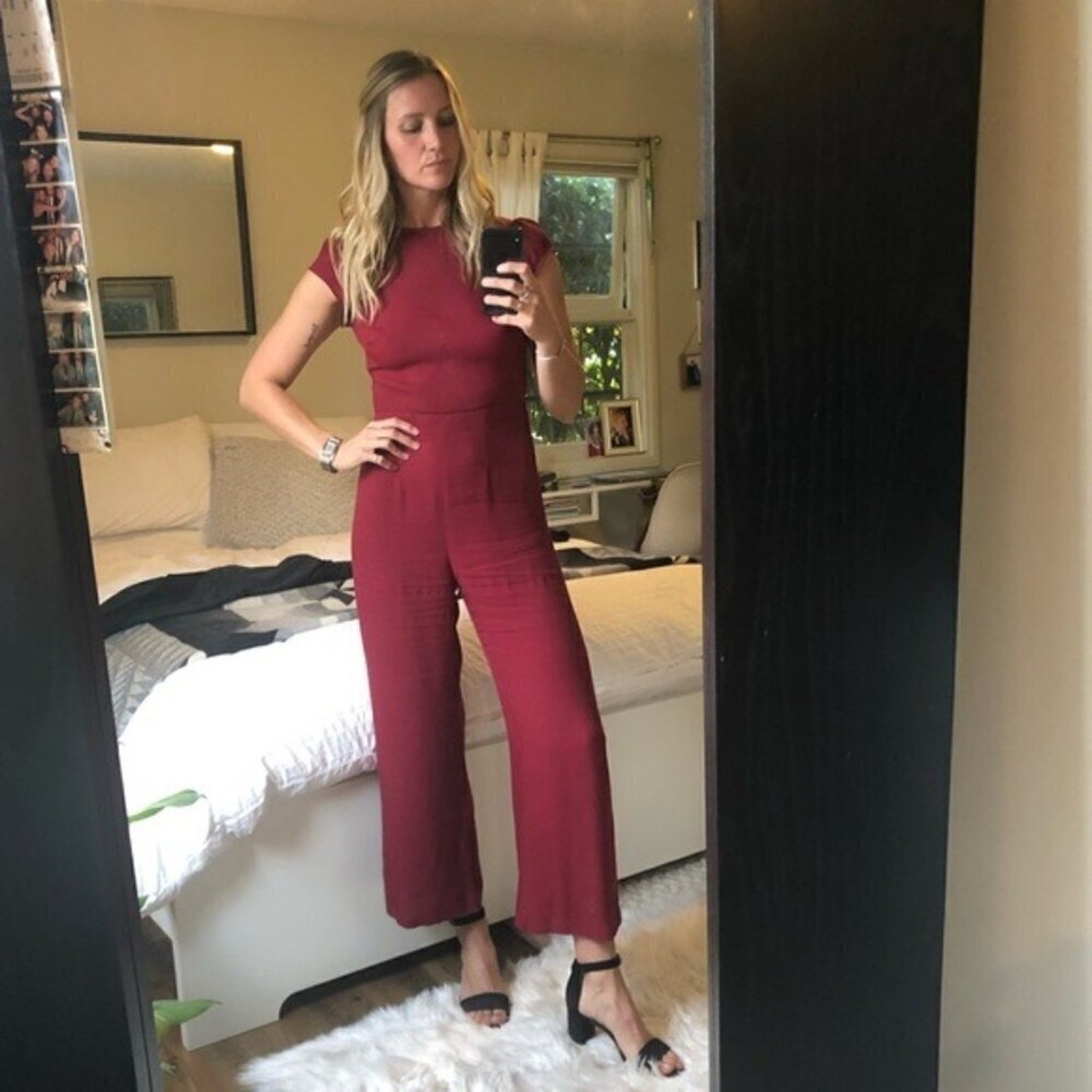 Reformation Mayer Jumpsuit in Garnet / Size 12 Burgundy Red