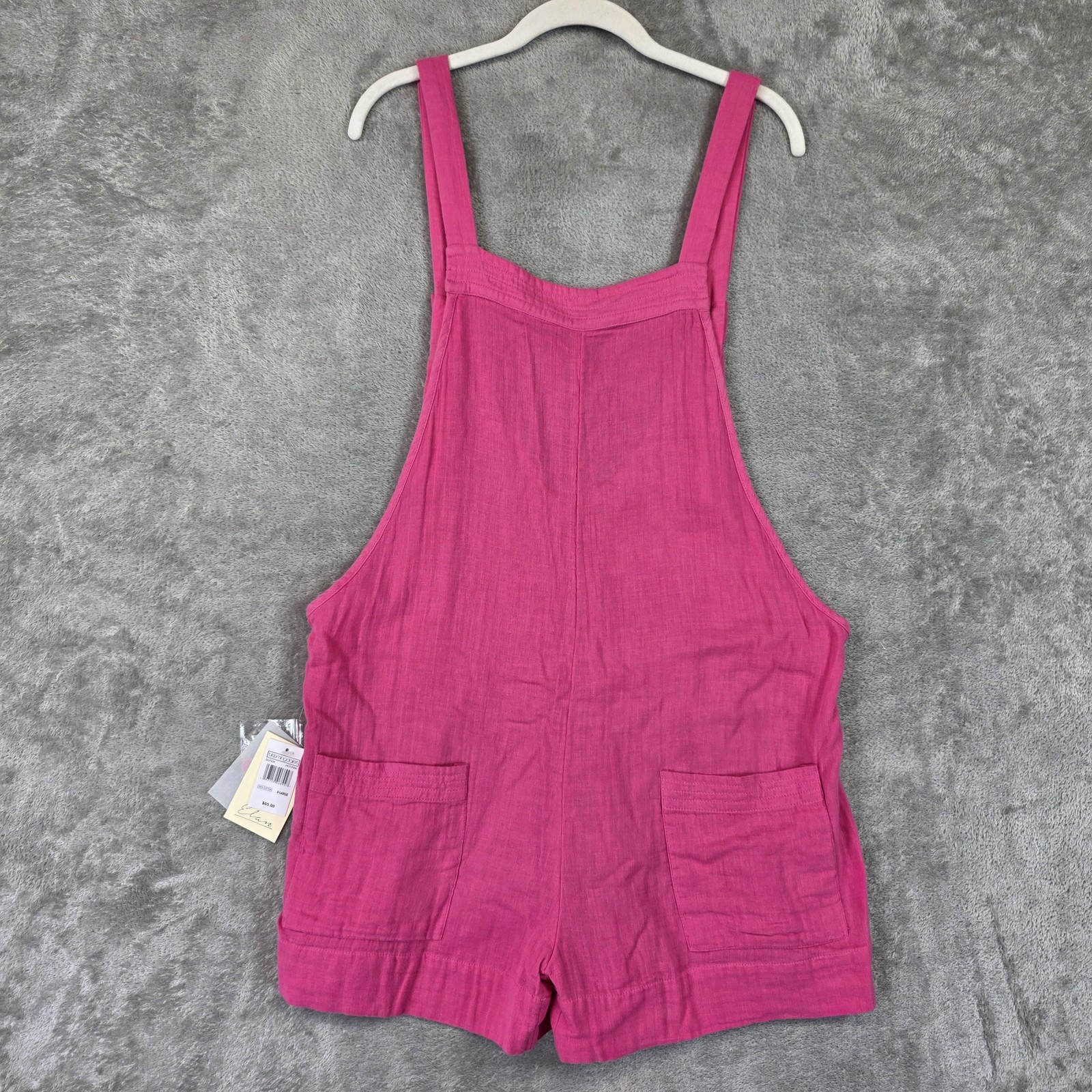 Elan Overall Romper Womens XL Pink Cotton Adjustable Straps Pockets Casual