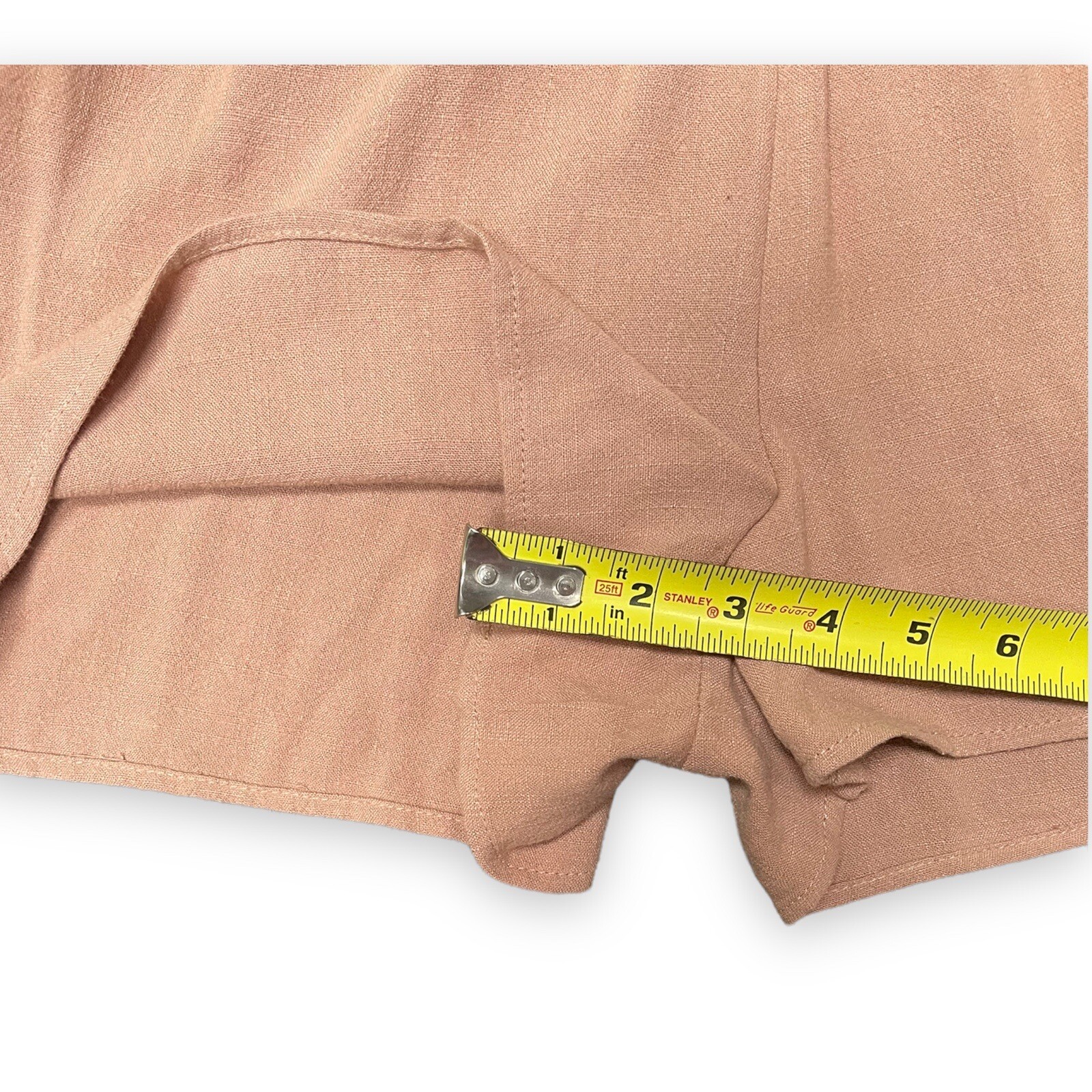 One Clothing Peach Romper Elastic Waist Linen Rayon Tie Back Shorts Size Small