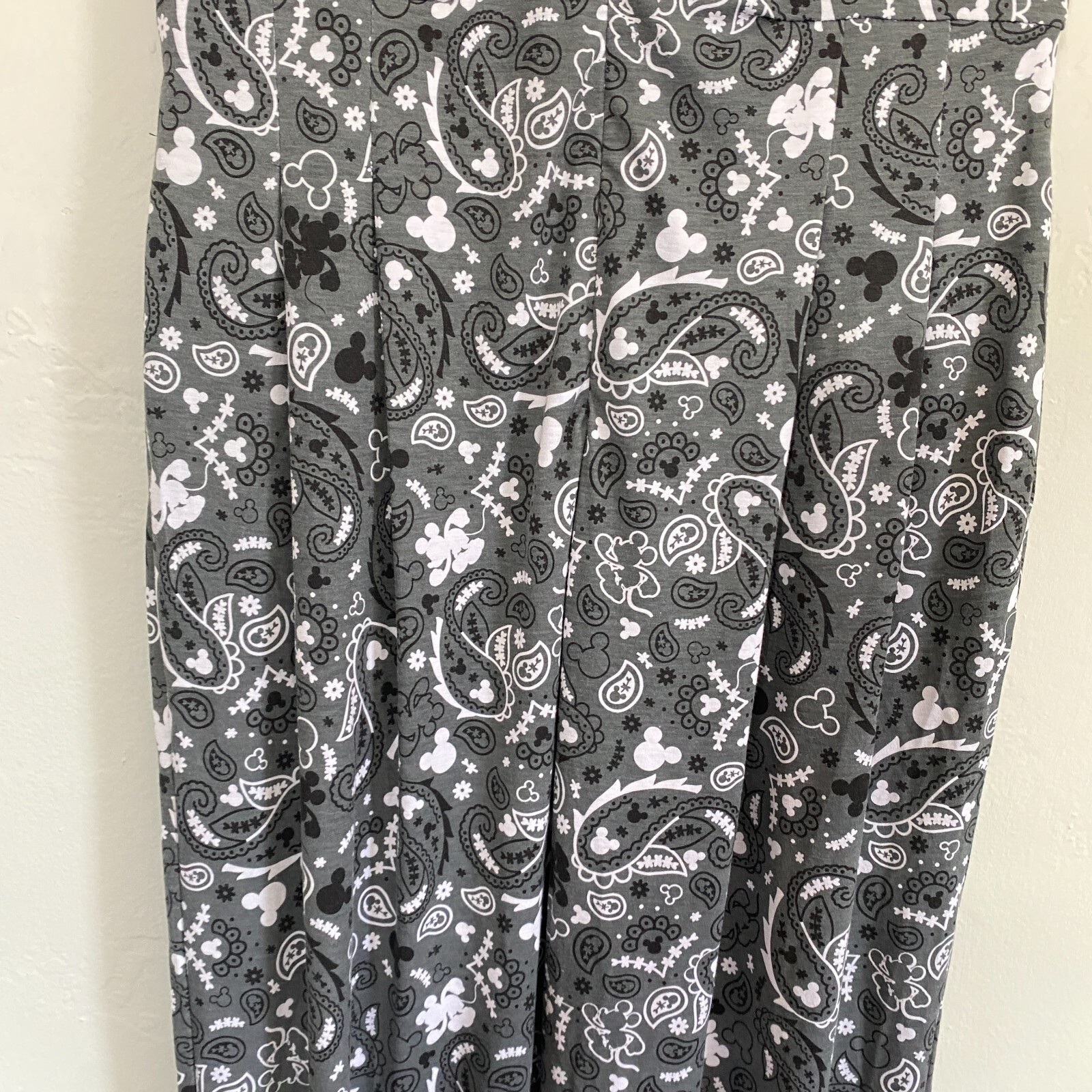 Disney Paisley Jumpsuit Women Size Medium Gray White Mickey Mouse