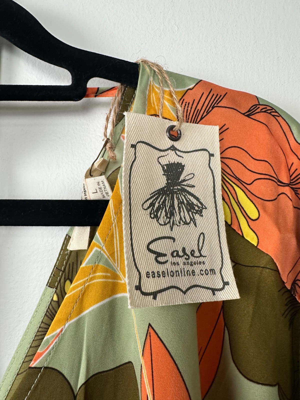 NEW EASEL olive & mango Jumpsuit, Pockets tie-back, L Boho Beach Relaxed C28