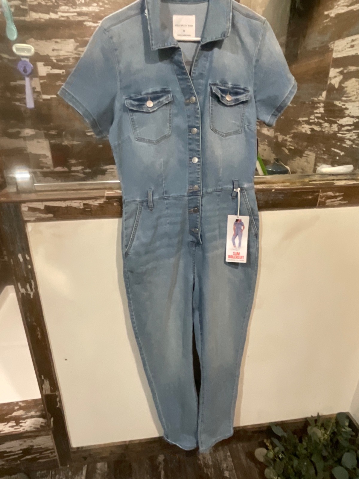 NWT Celebrity Pink Denim/Jean Short Sleeved Jumpsuit NEW