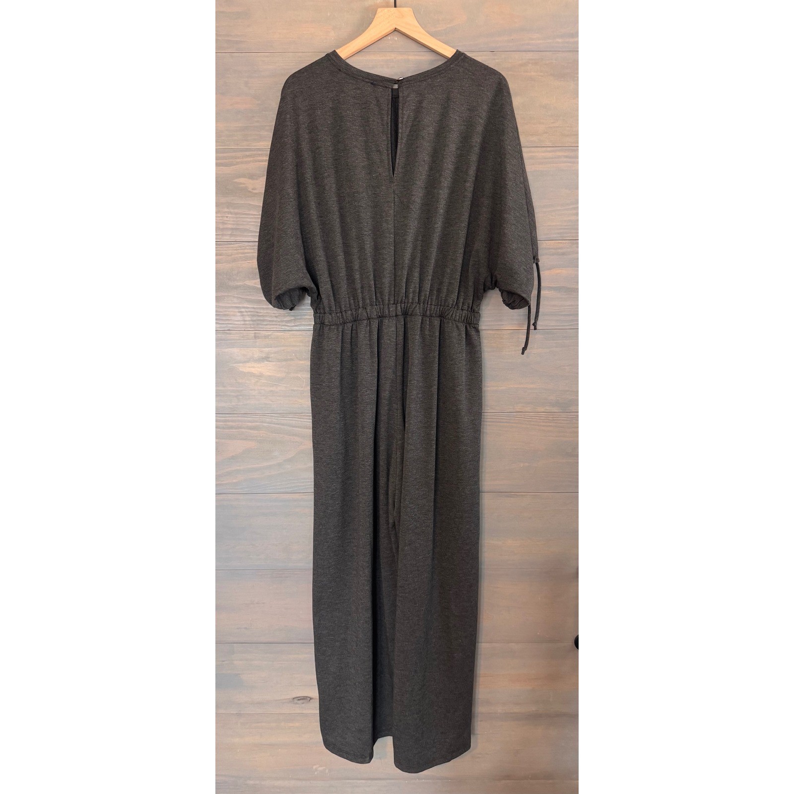 Three Bird Nest Carolina Comfy Wide Leg Jumpsuit Charcoal Gray Boho Large NWT