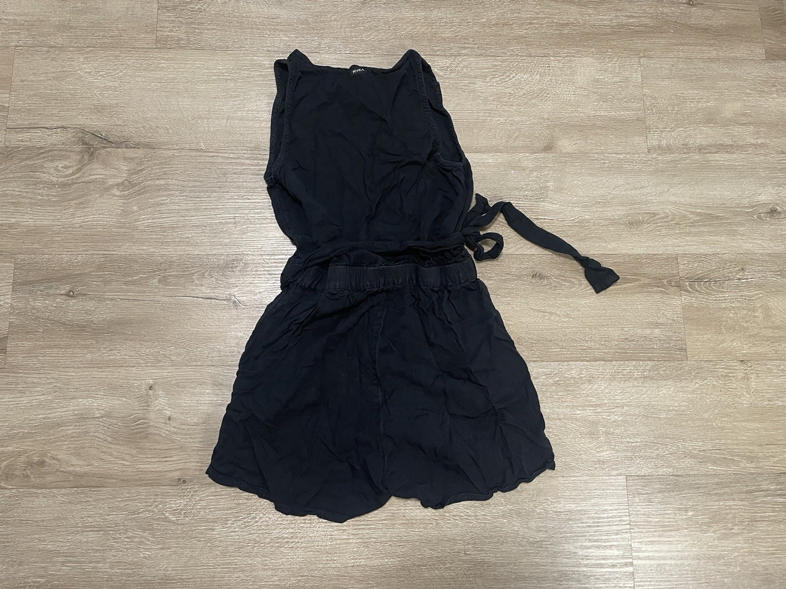 Rvca Dress Women’s Sz S Black Belted Romper Racerback Fit Flare Whimsygoth