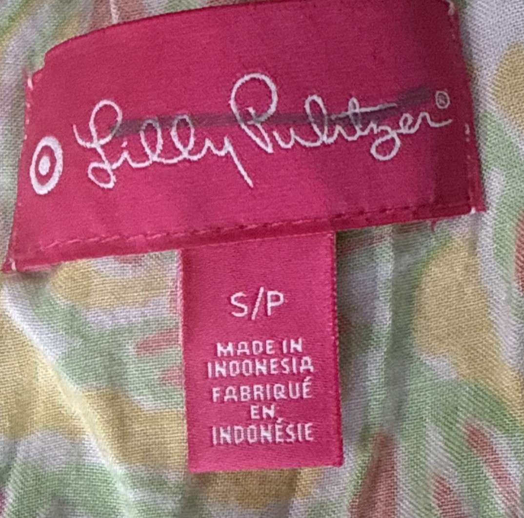 LILLY PULITZER Challis Happy Place Romper SZ Small Tropical Floral Summer Beach