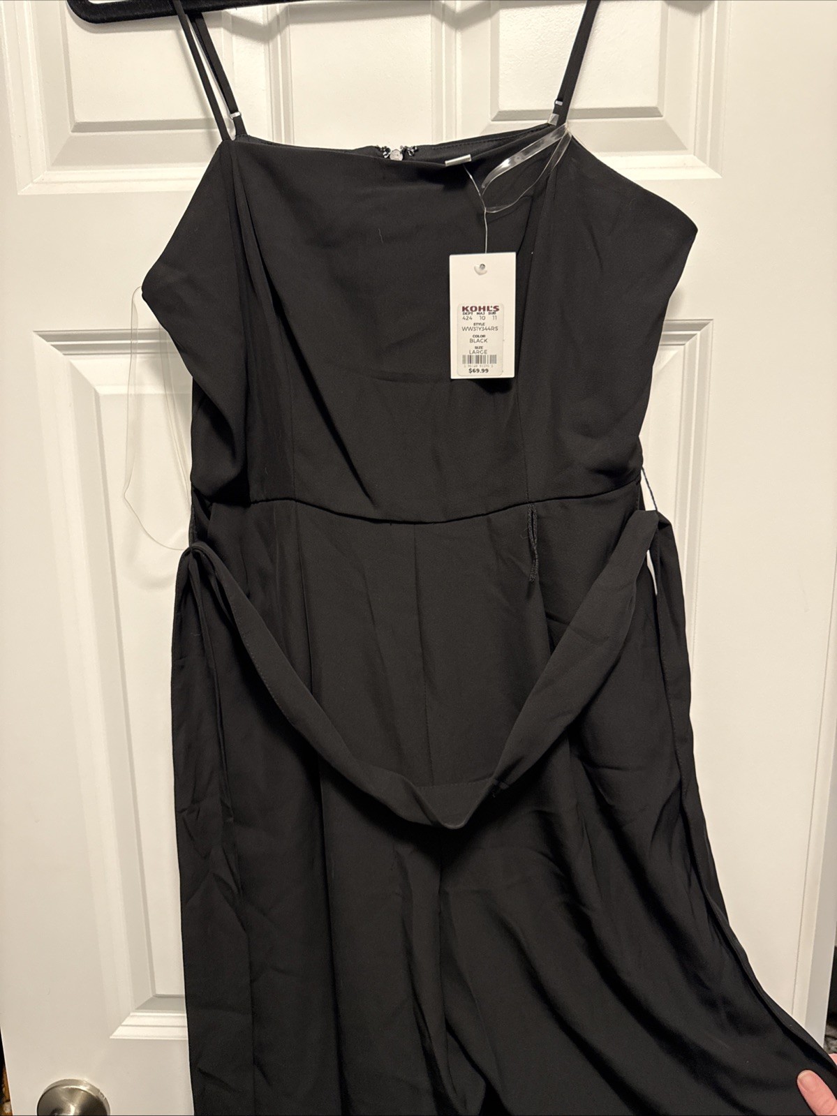 Nine West Black Womens Jumpsuit Size Large Sleeveless Wide Leg