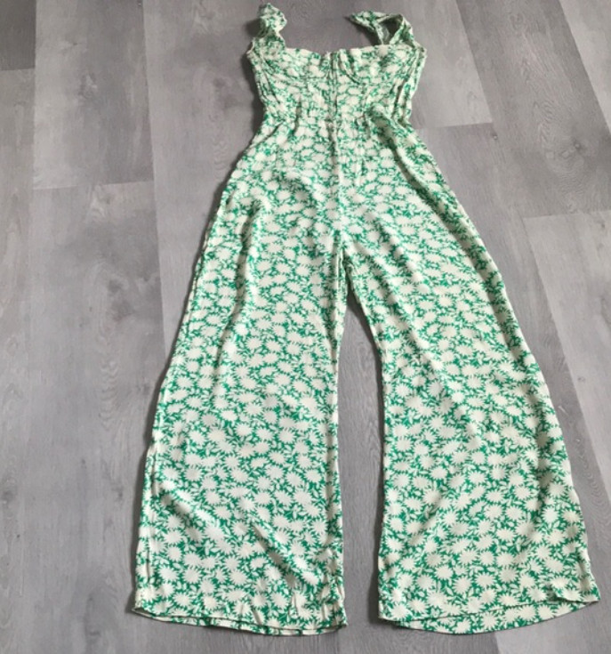 Anthropologie Capulet Palazzo Pant Small Playsuit Green Floral Corset Wide Leg
