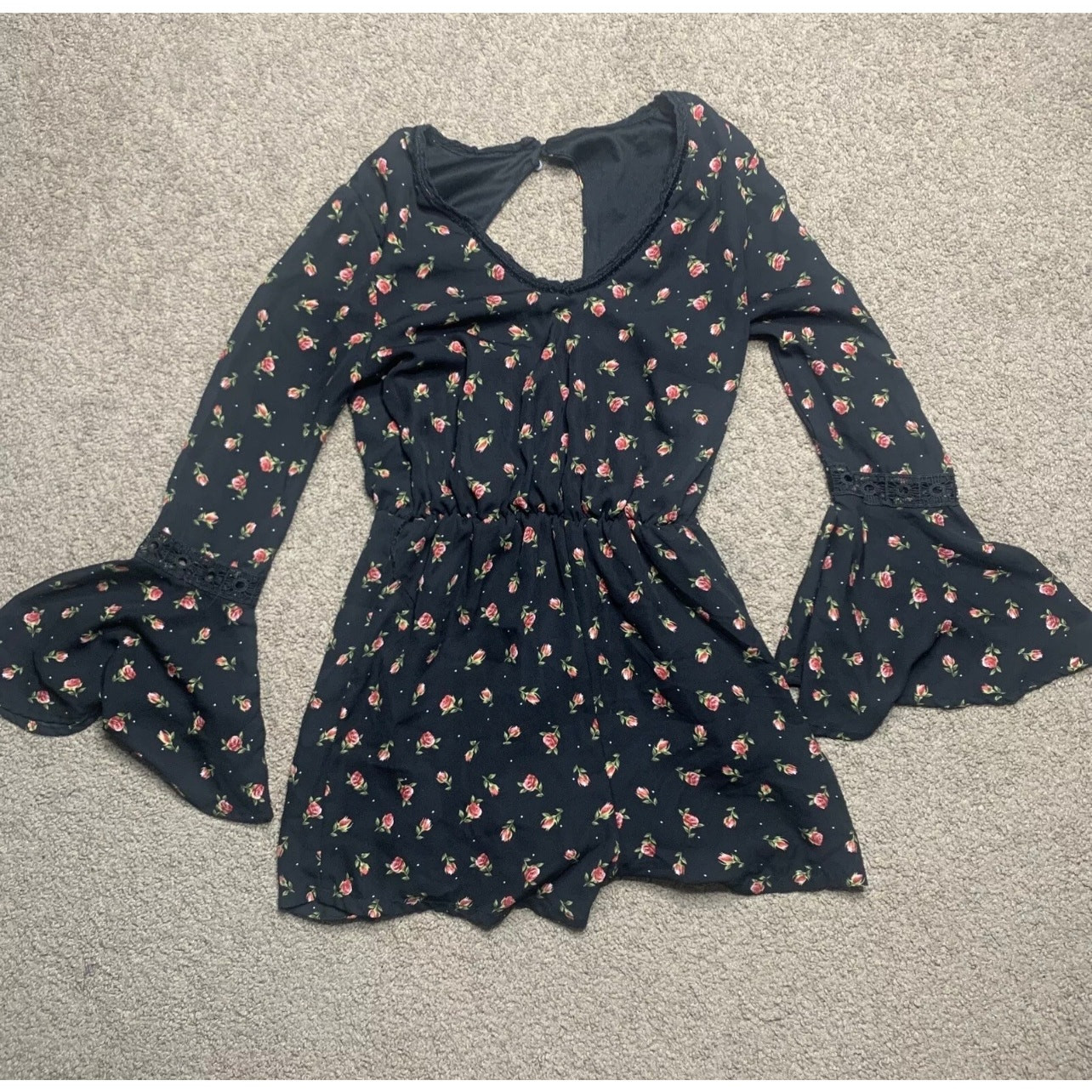 Womens Disney Princess Romper, XS, Black /Roses, Belle Beauty & the Beast