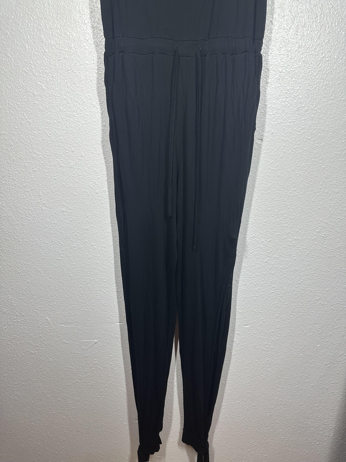 Lascana Jumpsuit Womens Large Black Adjustable Straps Drawstring Pockets Jogger