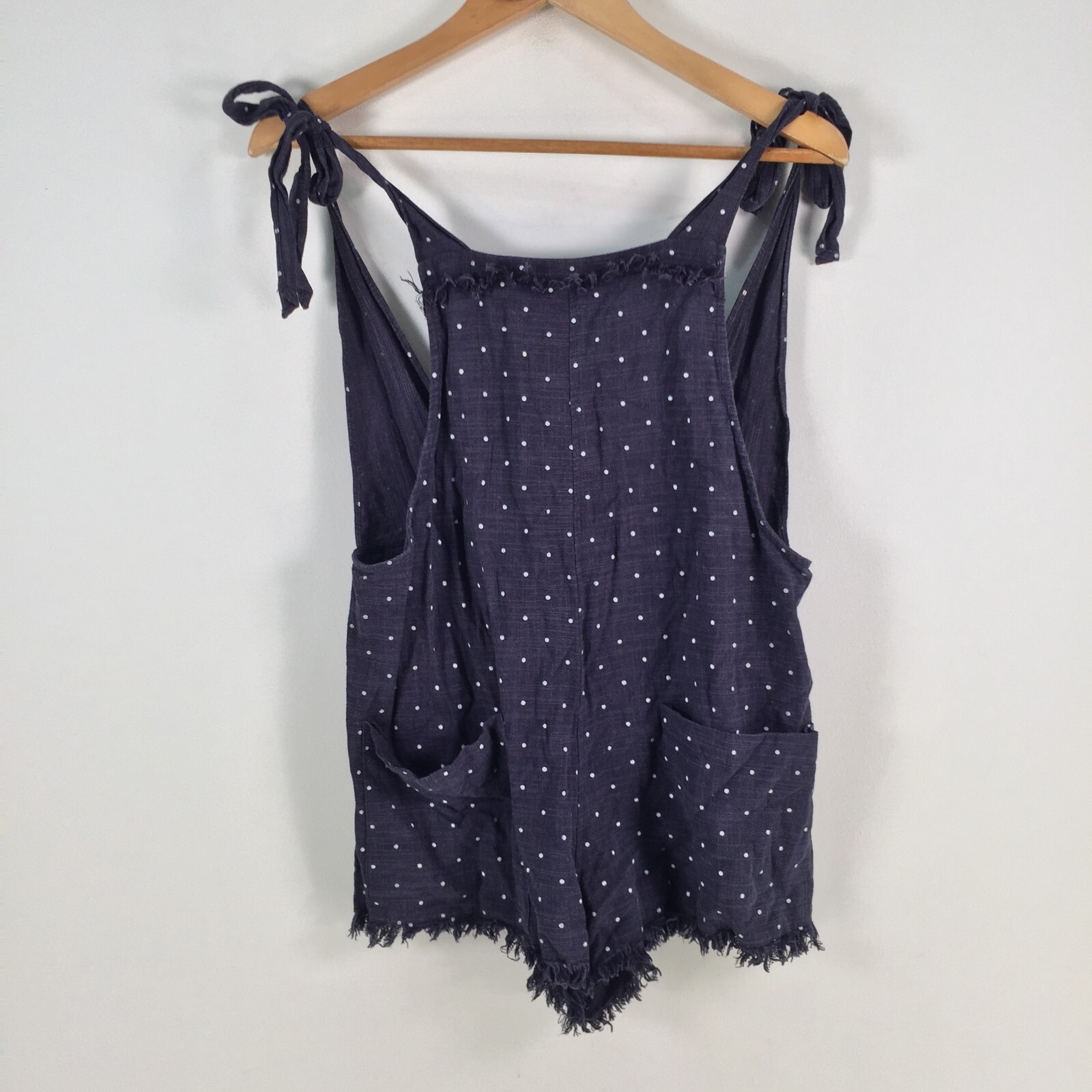 Evie womens playsuit romper size 8 navy blue polka dot sleeveless cotton 070352