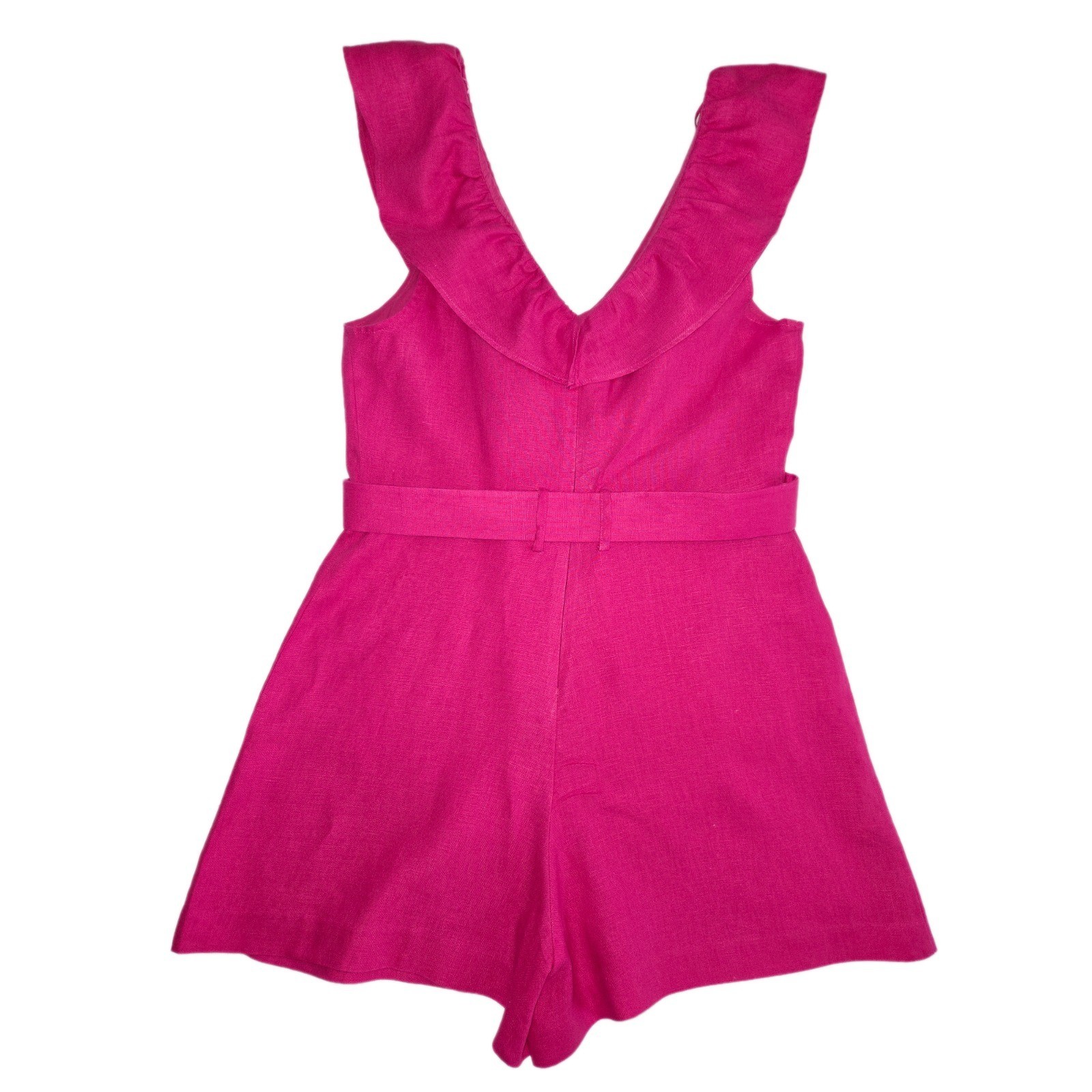 Mango Belted Linen Romper | Fuchsia | Large