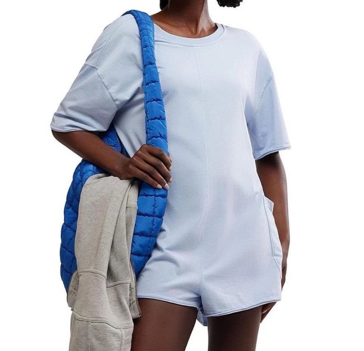 FP Movement Hot Shot Crew Neck Tee Romper Color Steel NWT Size Large