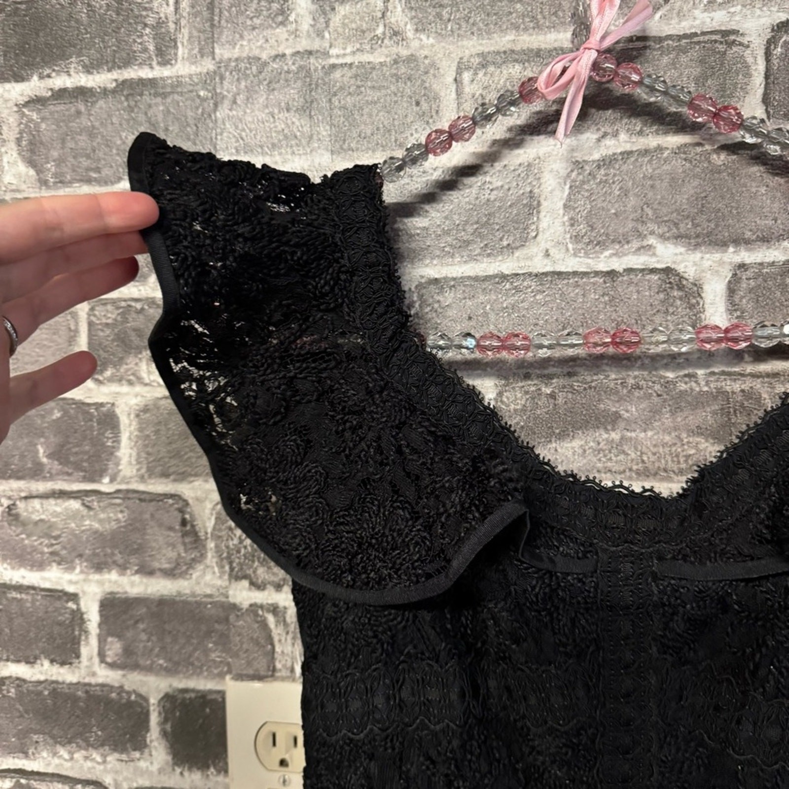 ALEXIS black off the shoulder Embroidered lace Edlyn Jumpsuit SIZE XS XSMALL