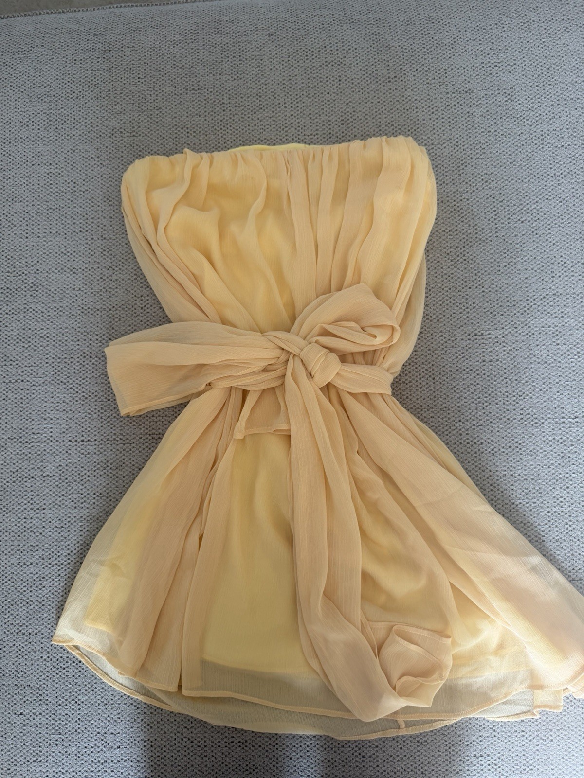 NBD Strapless Tie Waist Romper Yellow Chiffon Polyester Casual Size S