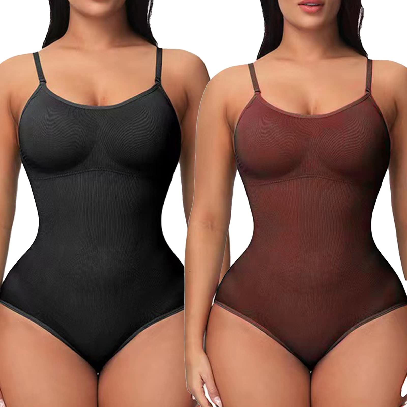 2 Pack Bodysuit for Women – Seamless Tummy Control Shapewear Sculpting Thong …