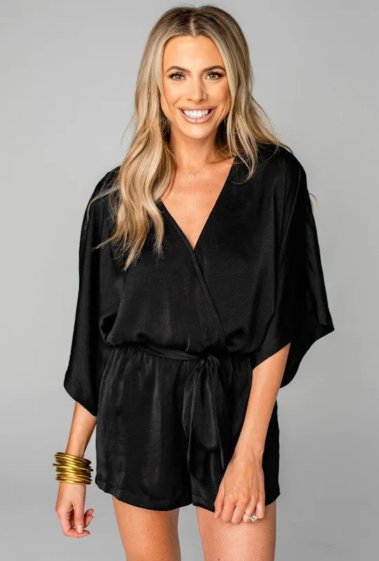BUDDY LOVE “Maya” surplice neckline romper – Black – Medium