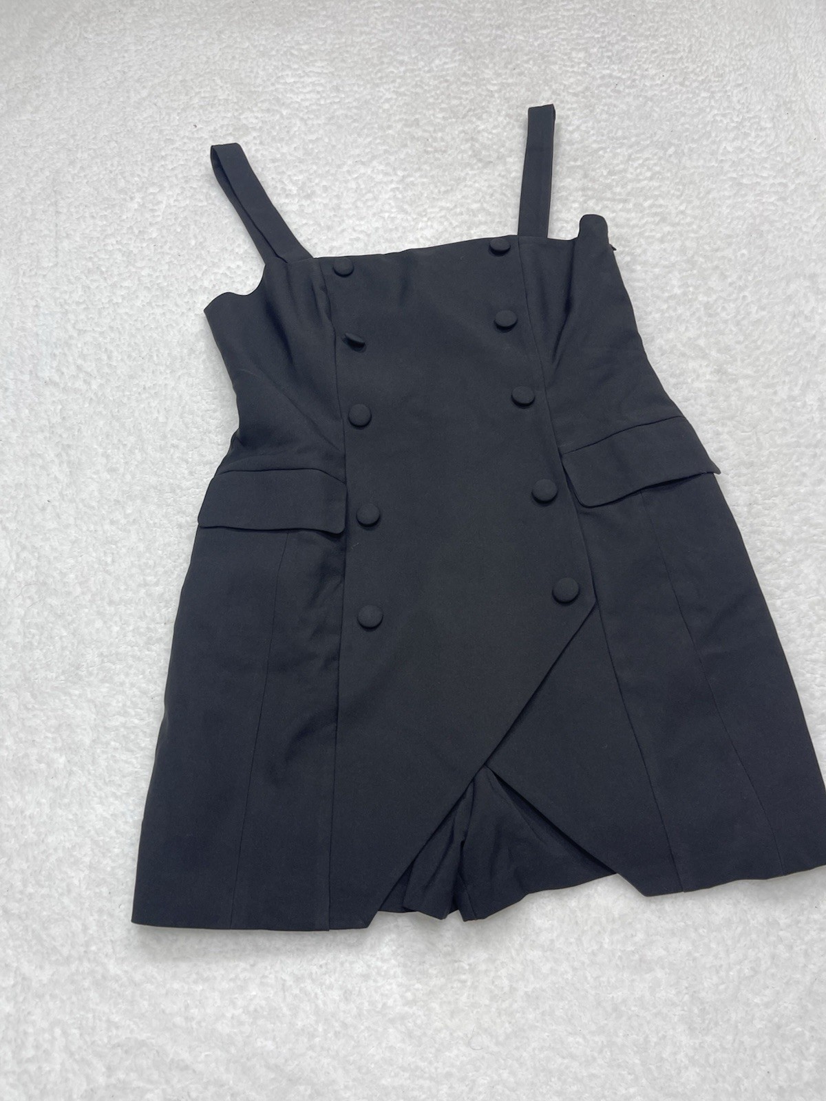 Anthropologie Hutch Blazer Romper Black Button Front Retro Preppy Size 16 NWT