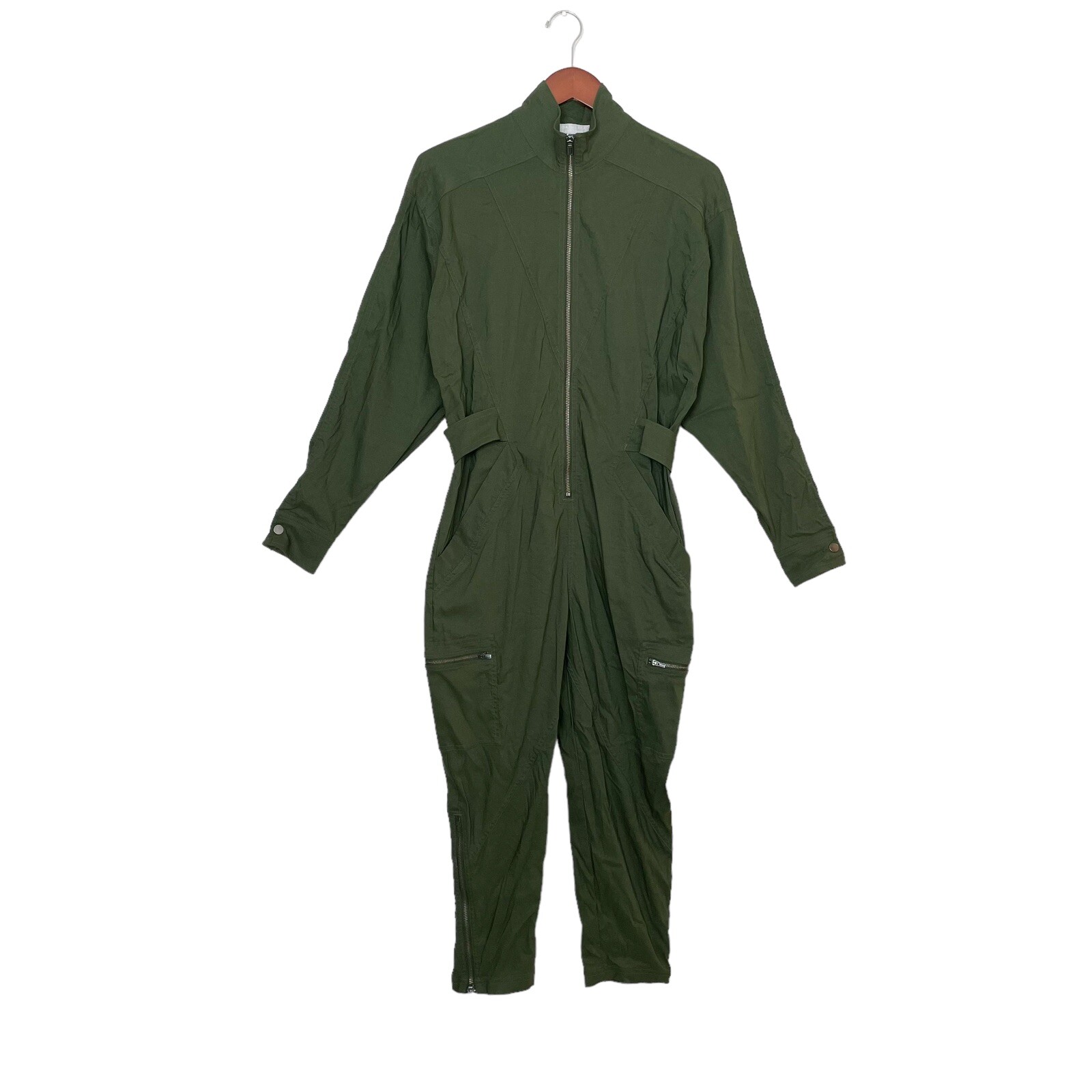 Athleta Lenox Jumpsuit Tuscan Olive Zip Front One-Piece- Womems Size 4- EUC