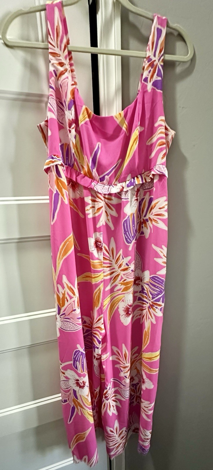 Oddi Hawaiian Floral Pink Sleeveless Jumpsuit Size Large