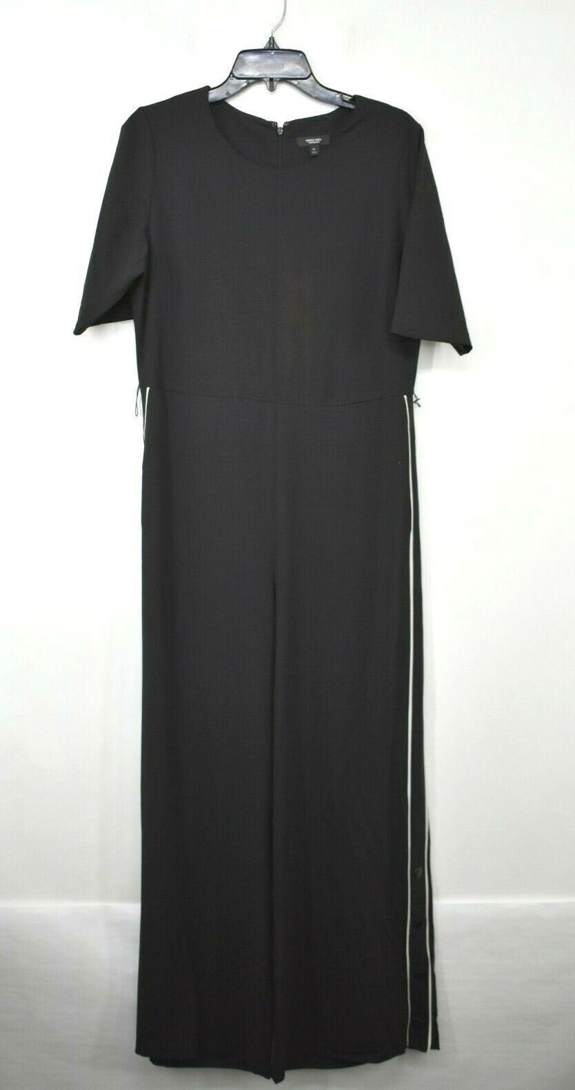 Simply Vera Women Solid Black Crew Neck Short Sleeve Side Snap Jumpsuit M