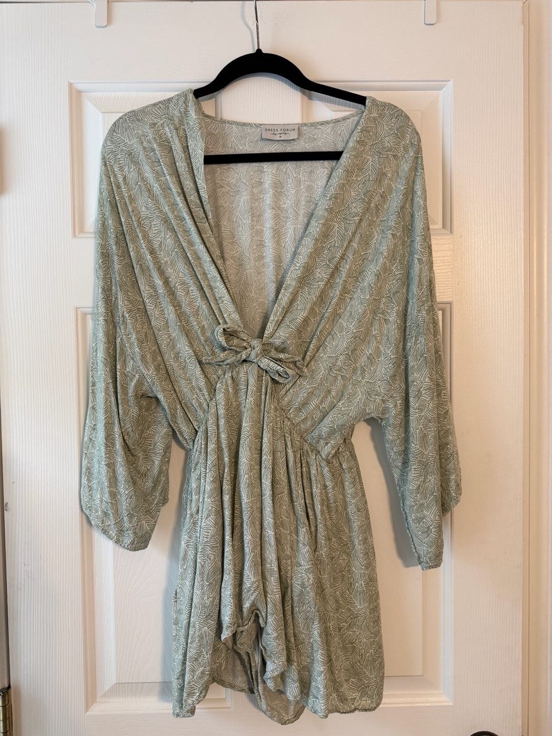 Dress Forum Los Angeles Sage Green Patterned Tie-Front Romper