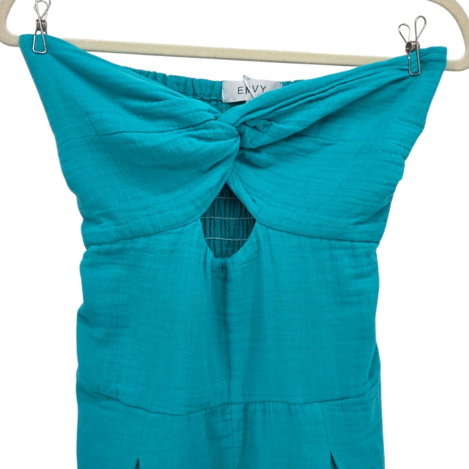 NEW Envy Womens Small Romper Strapless Short Jumper Play Suit Aqua Blue Green