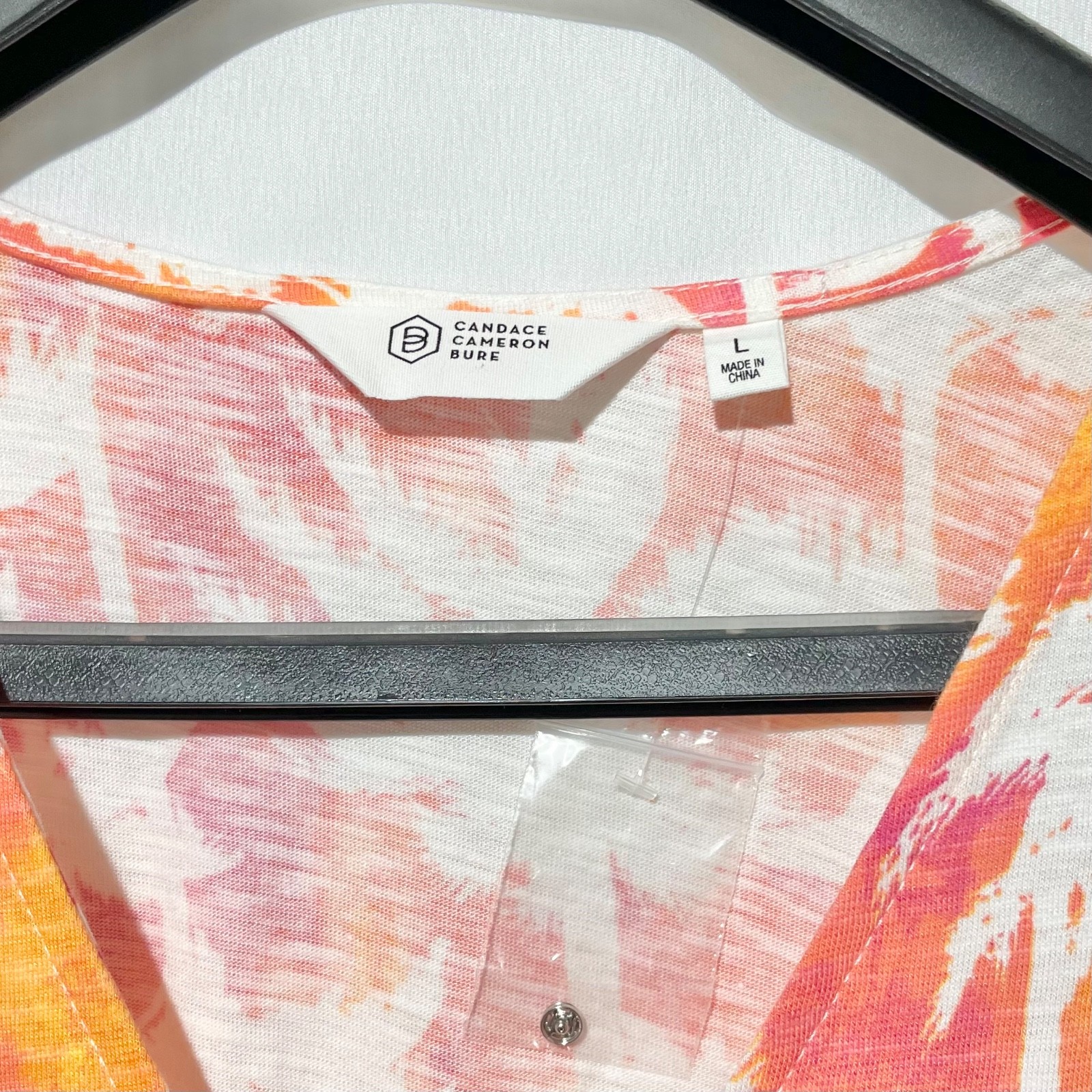 New Sunkissed Palm Tree Print Flutter Sleeve V-Neck Jumpsuit Orange Pink Large