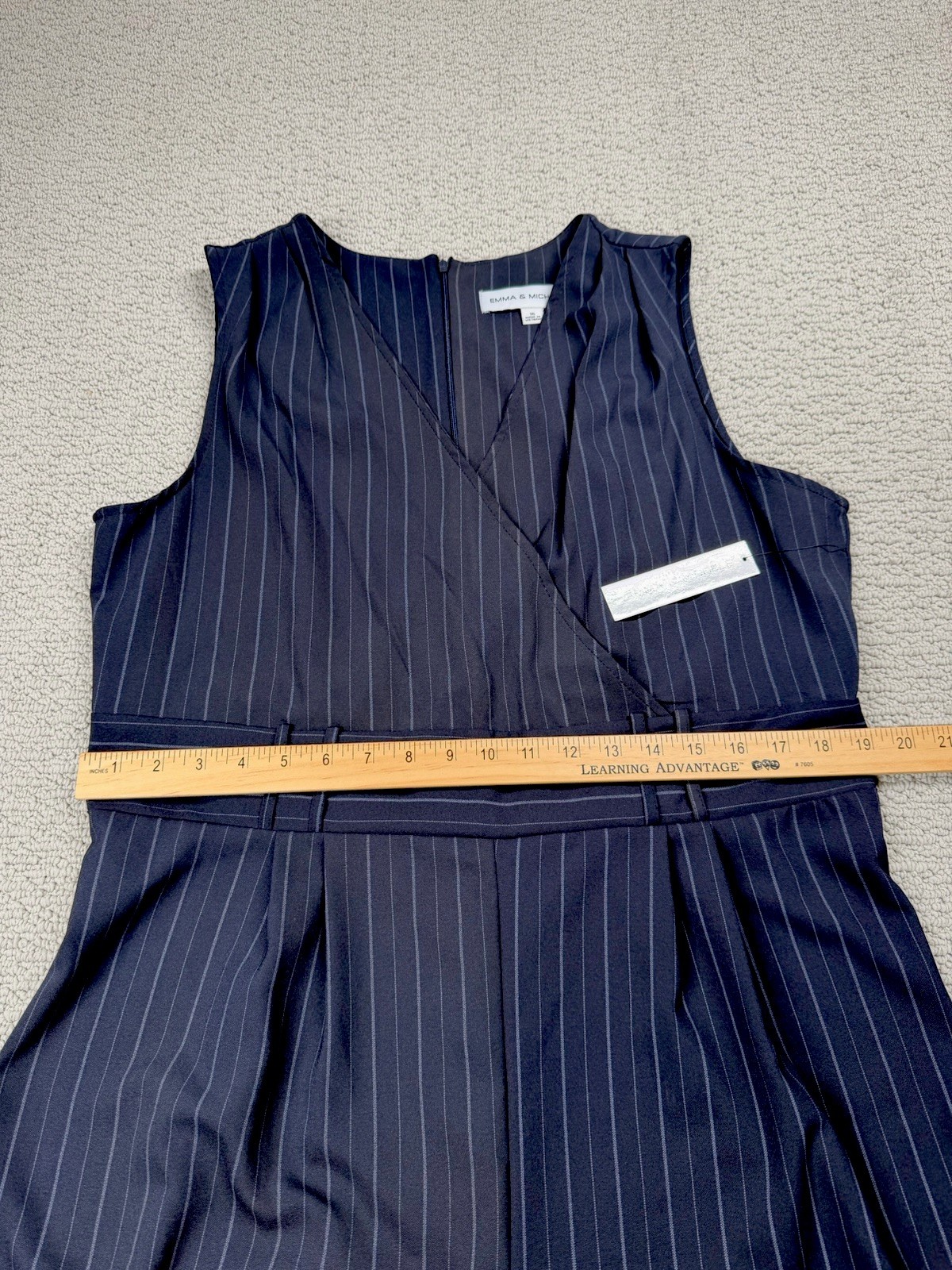 NWT Emma & Michelle Navy Blue White Striped Romper Jumpsuit Size 16